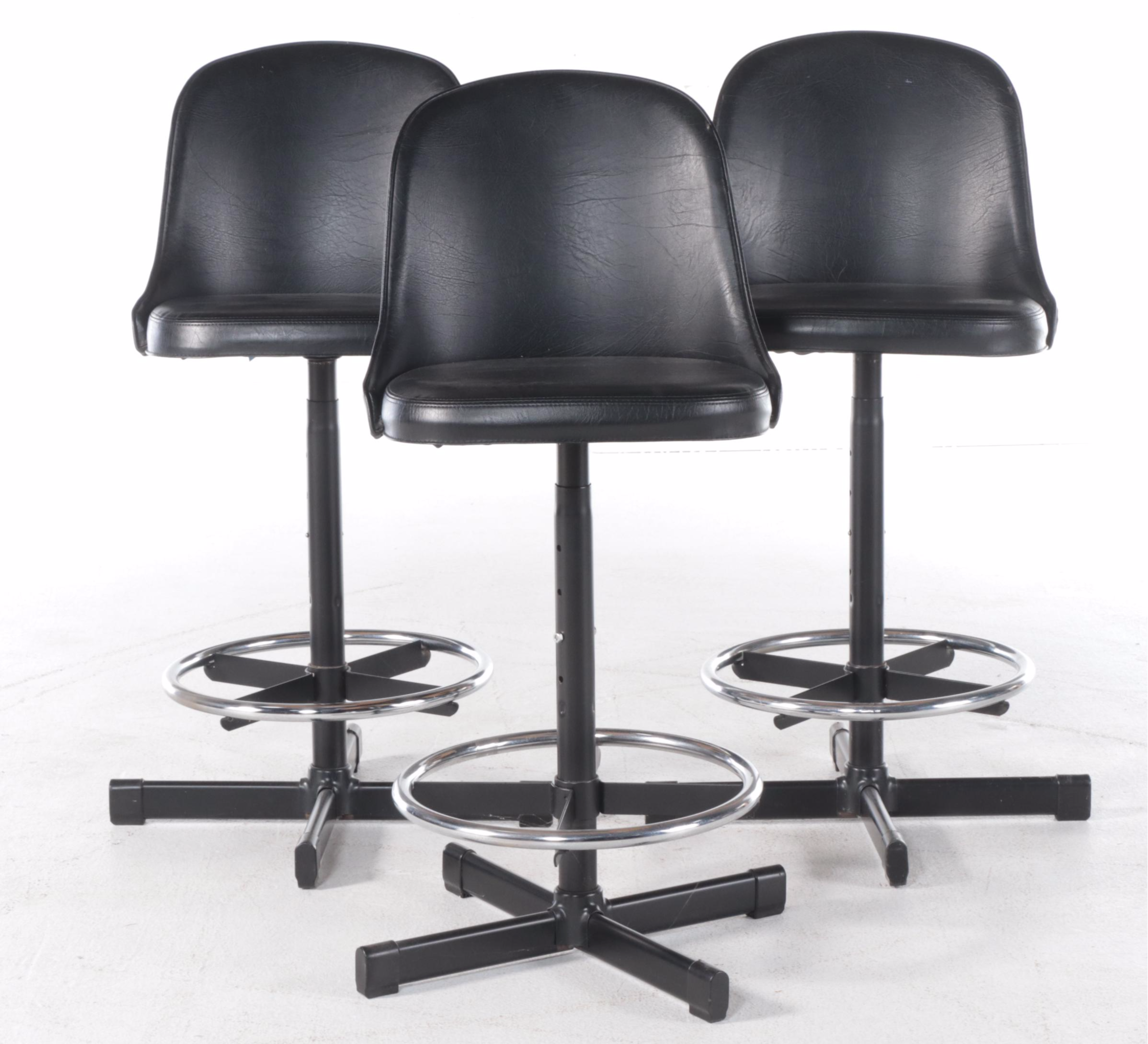 Modernist Laminate and Vinyl Bar Plus Three Samsonite Swivel Counter Stools