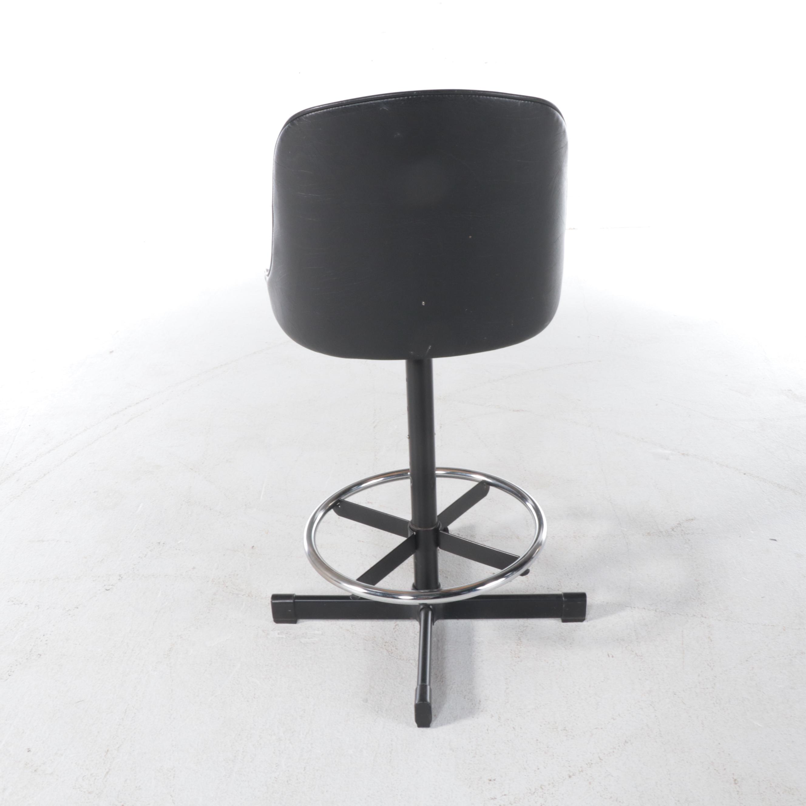 Modernist Laminate and Vinyl Bar Plus Three Samsonite Swivel Counter Stools