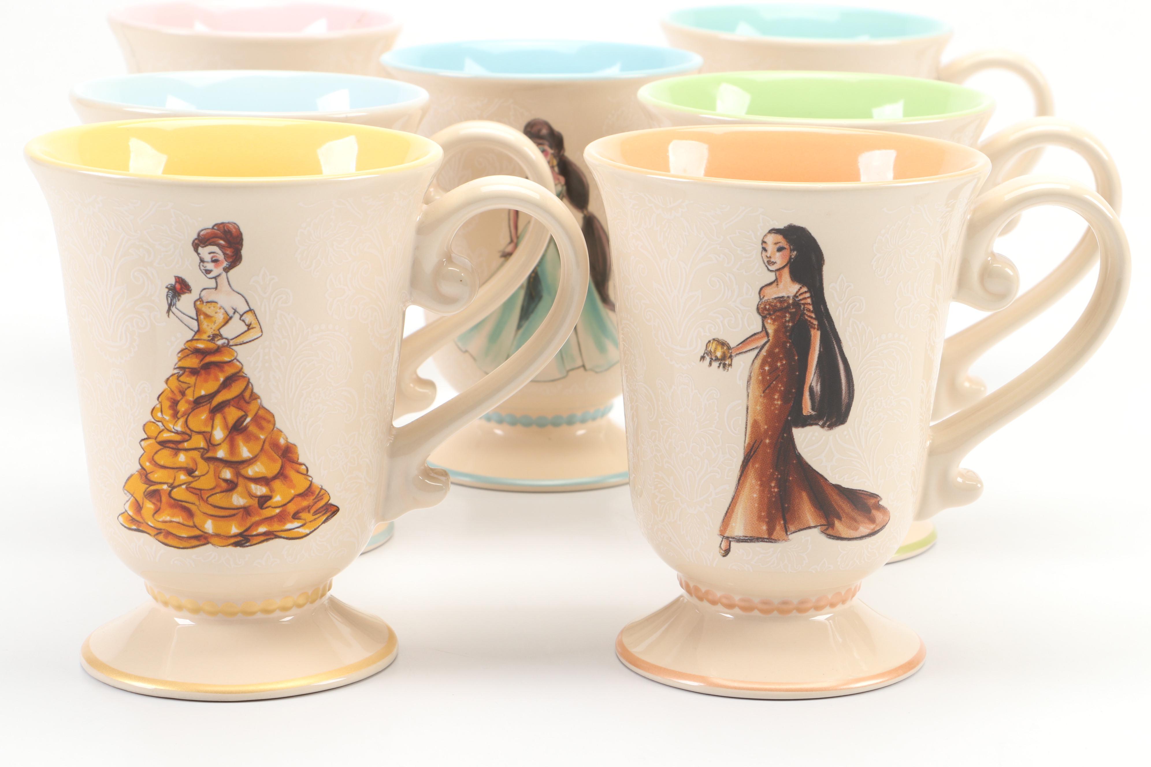 Disney Store Designer Princess Collection Ceramic Mugs
