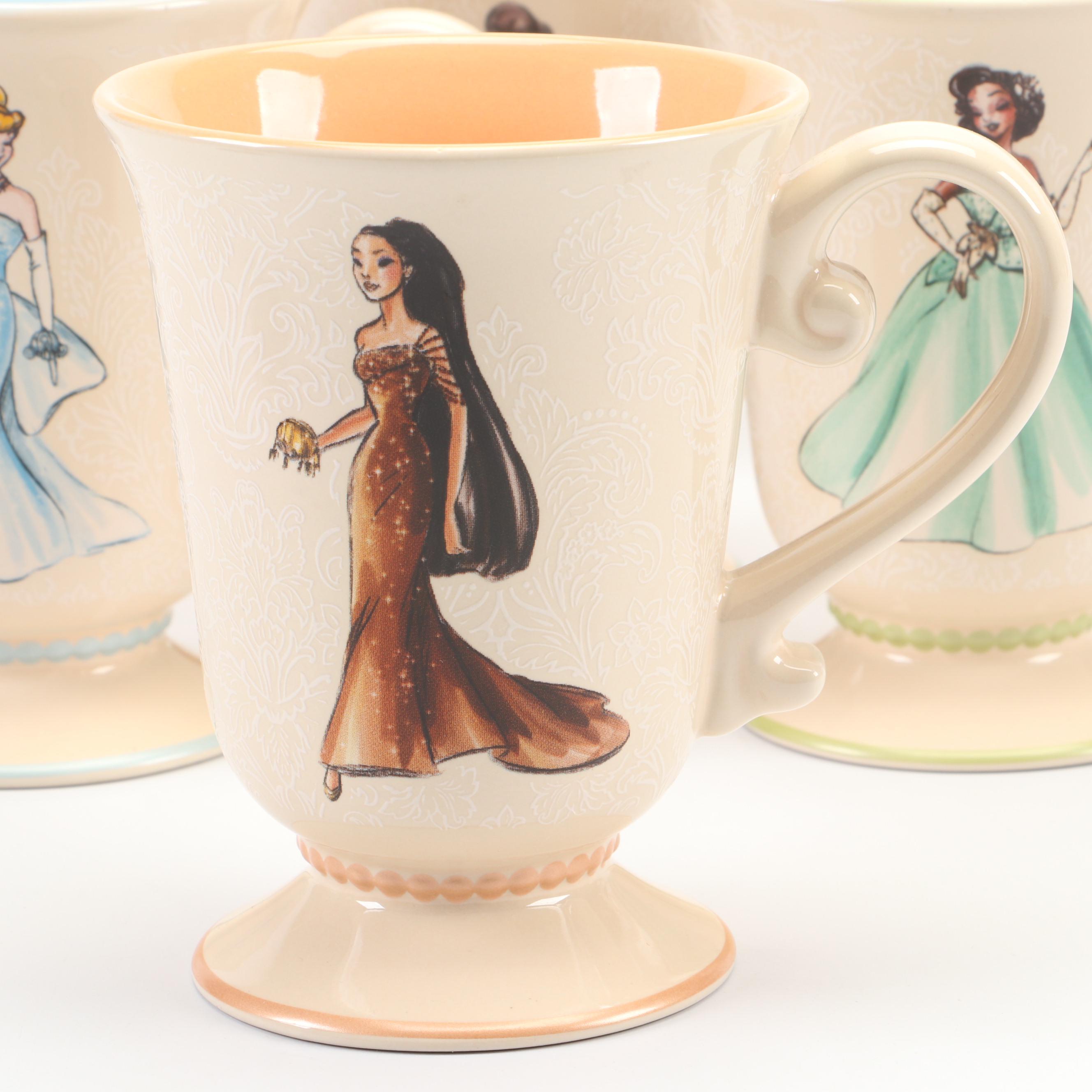 Disney Store Designer Princess Collection Ceramic Mugs