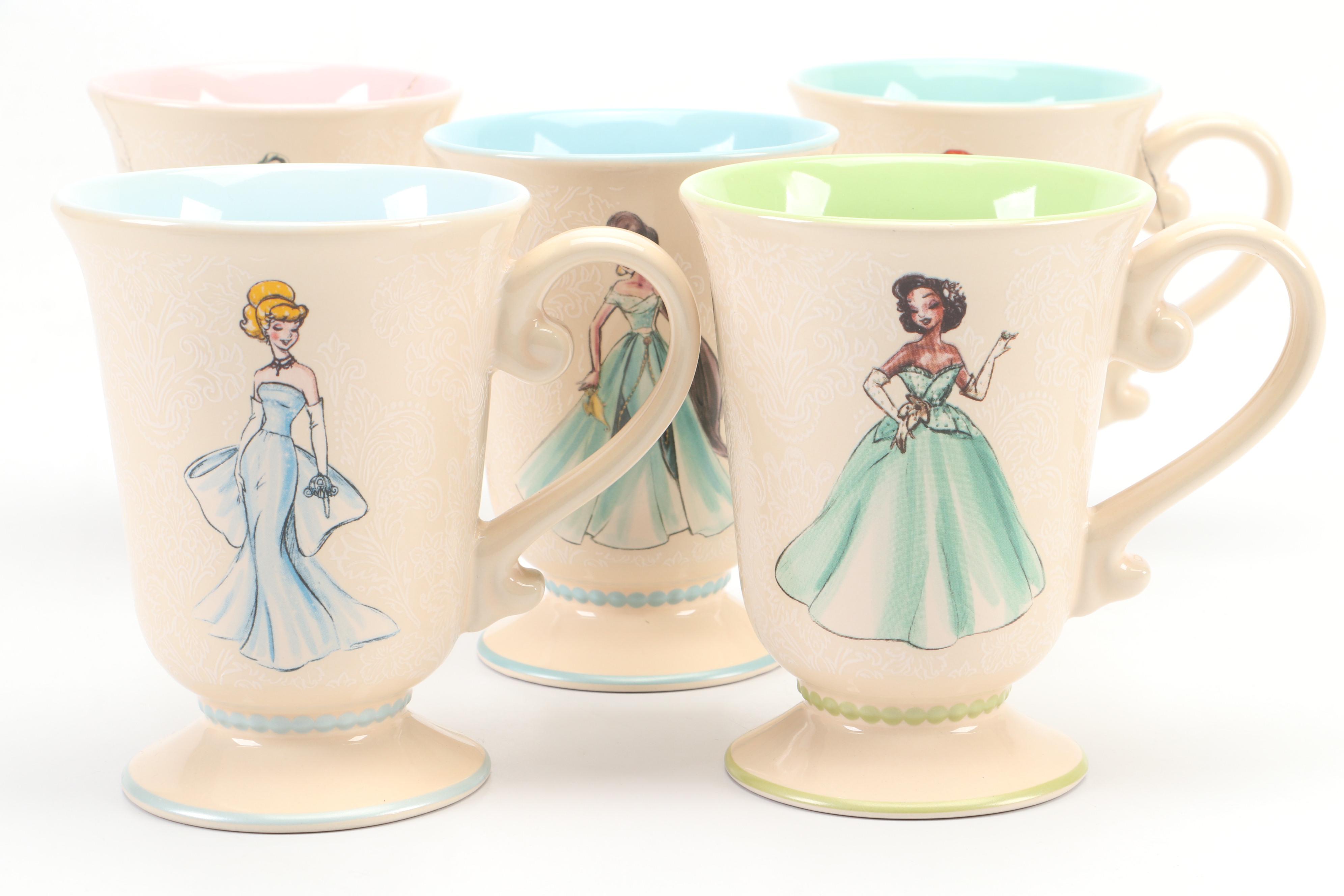 Disney Store Designer Princess Collection Ceramic Mugs
