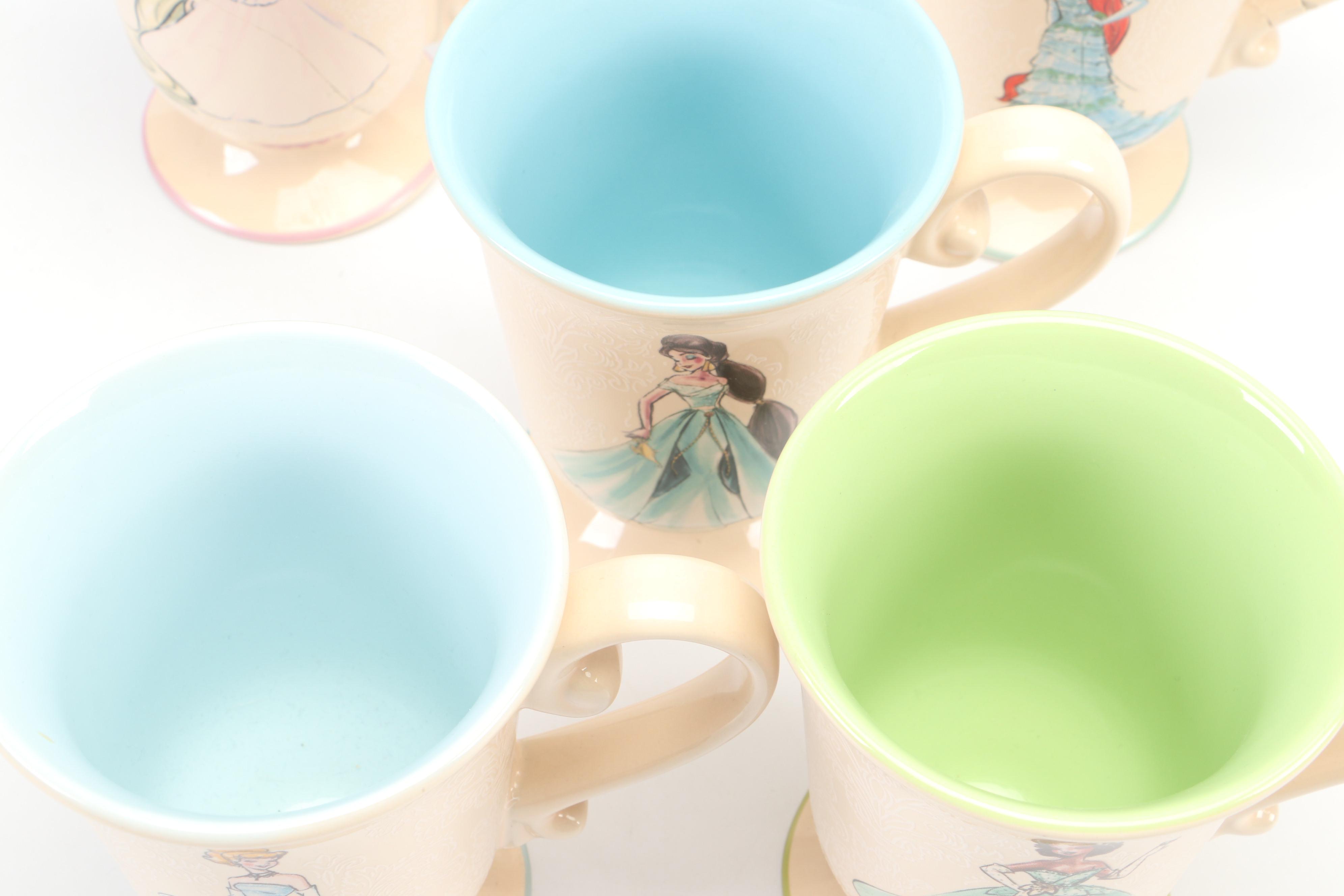 Disney Store Designer Princess Collection Ceramic Mugs