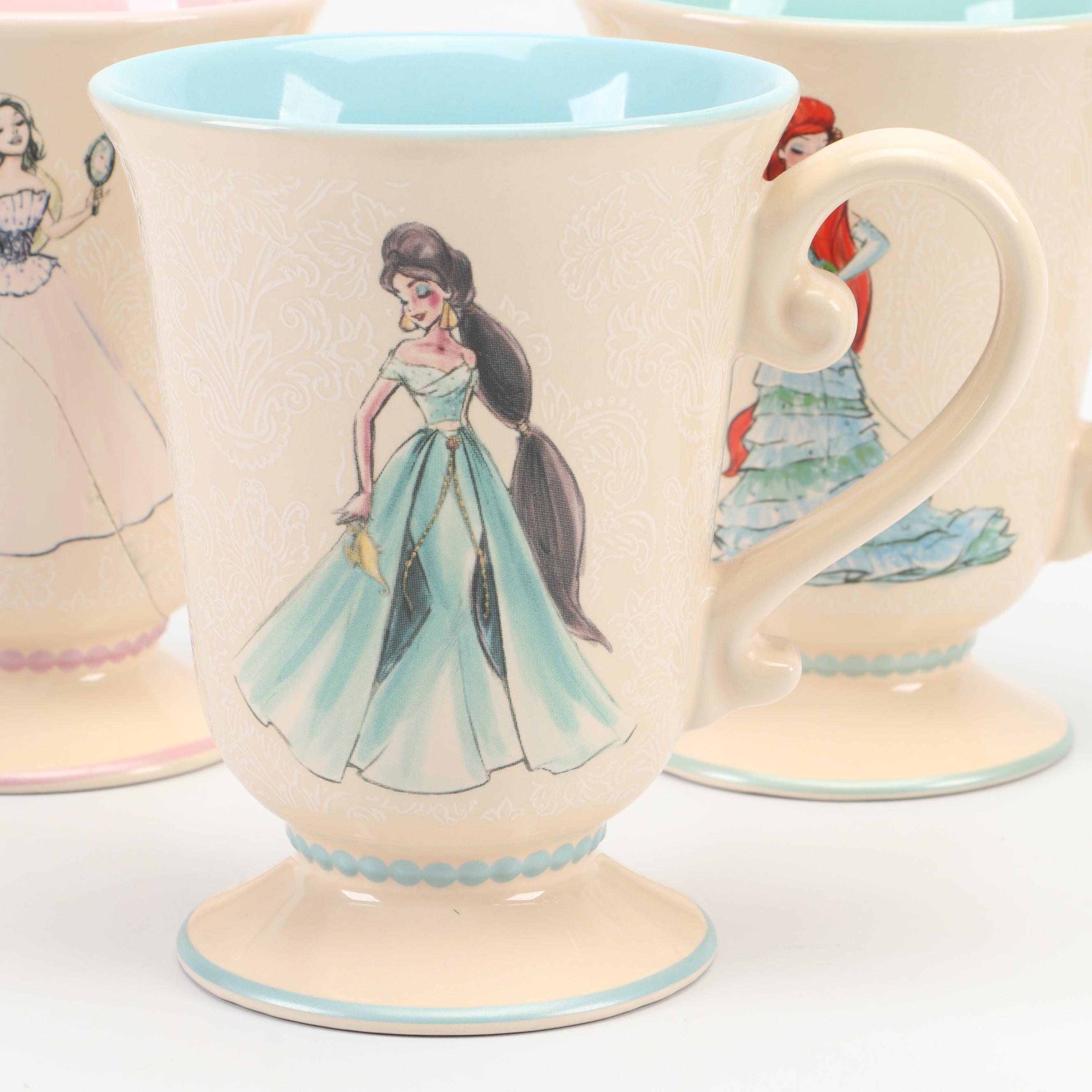 Disney Store Designer Princess Collection Ceramic Mugs