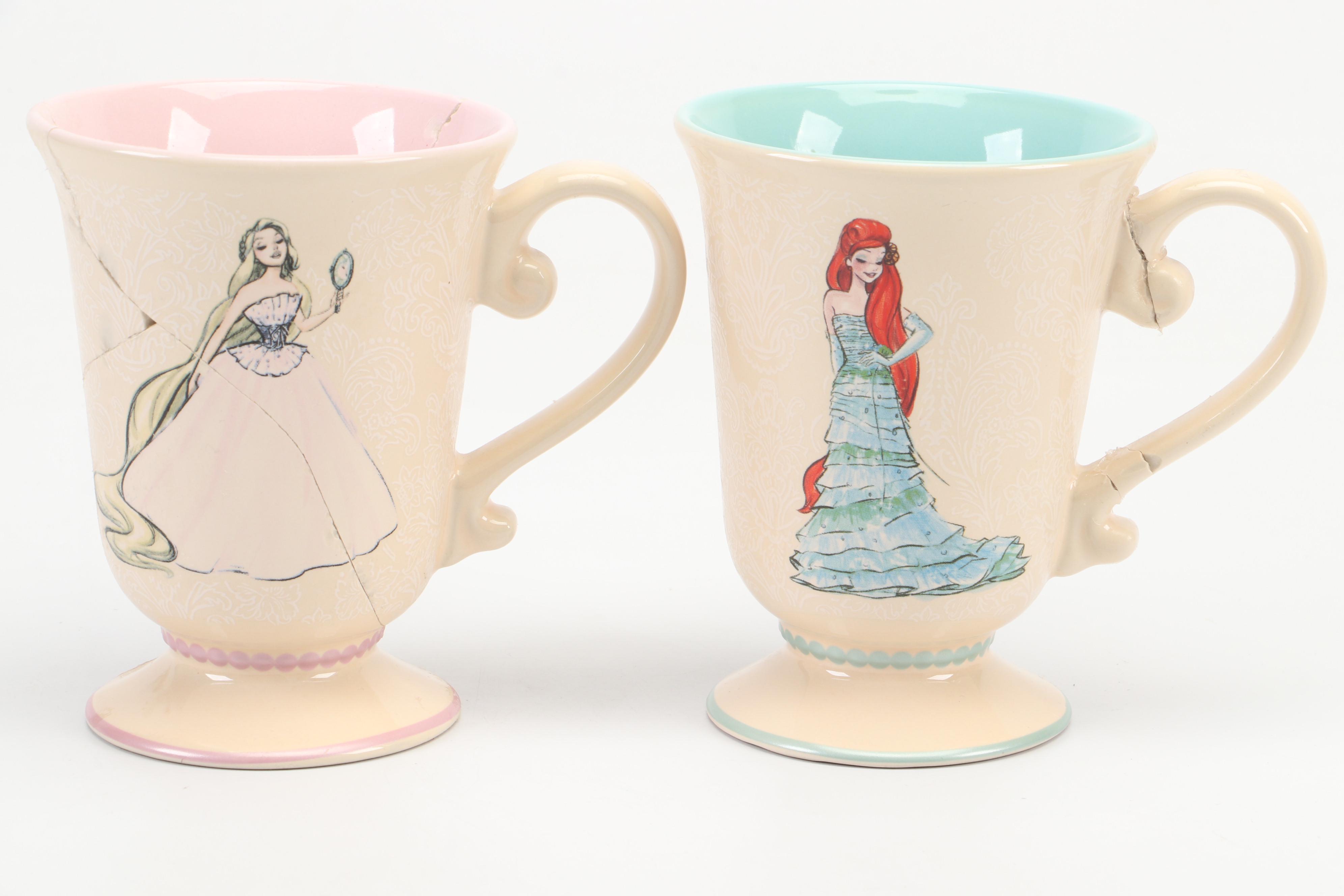Disney Store Designer Princess Collection Ceramic Mugs