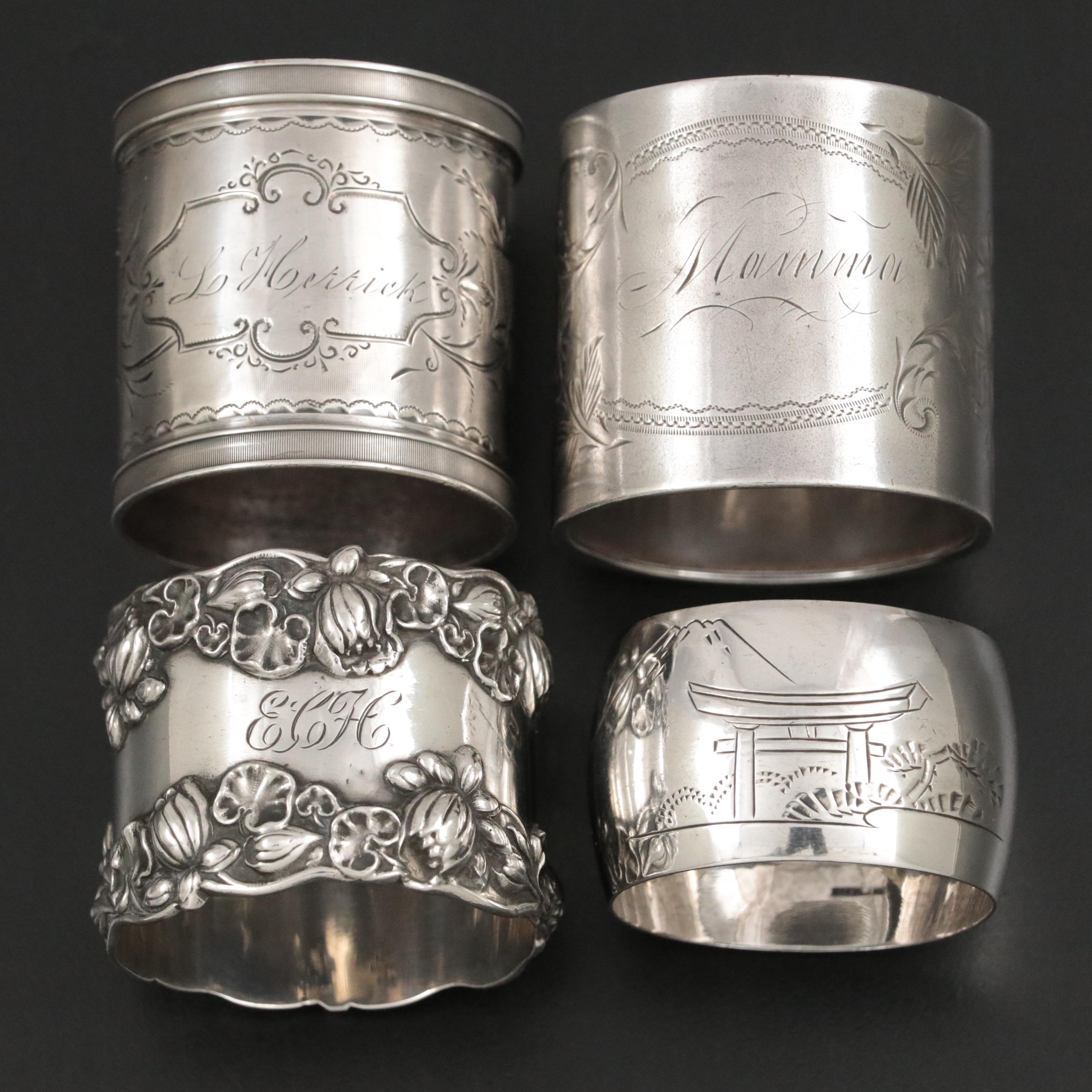 Gorham and Other Sterling Silver and Silver Plate Napkin Rings