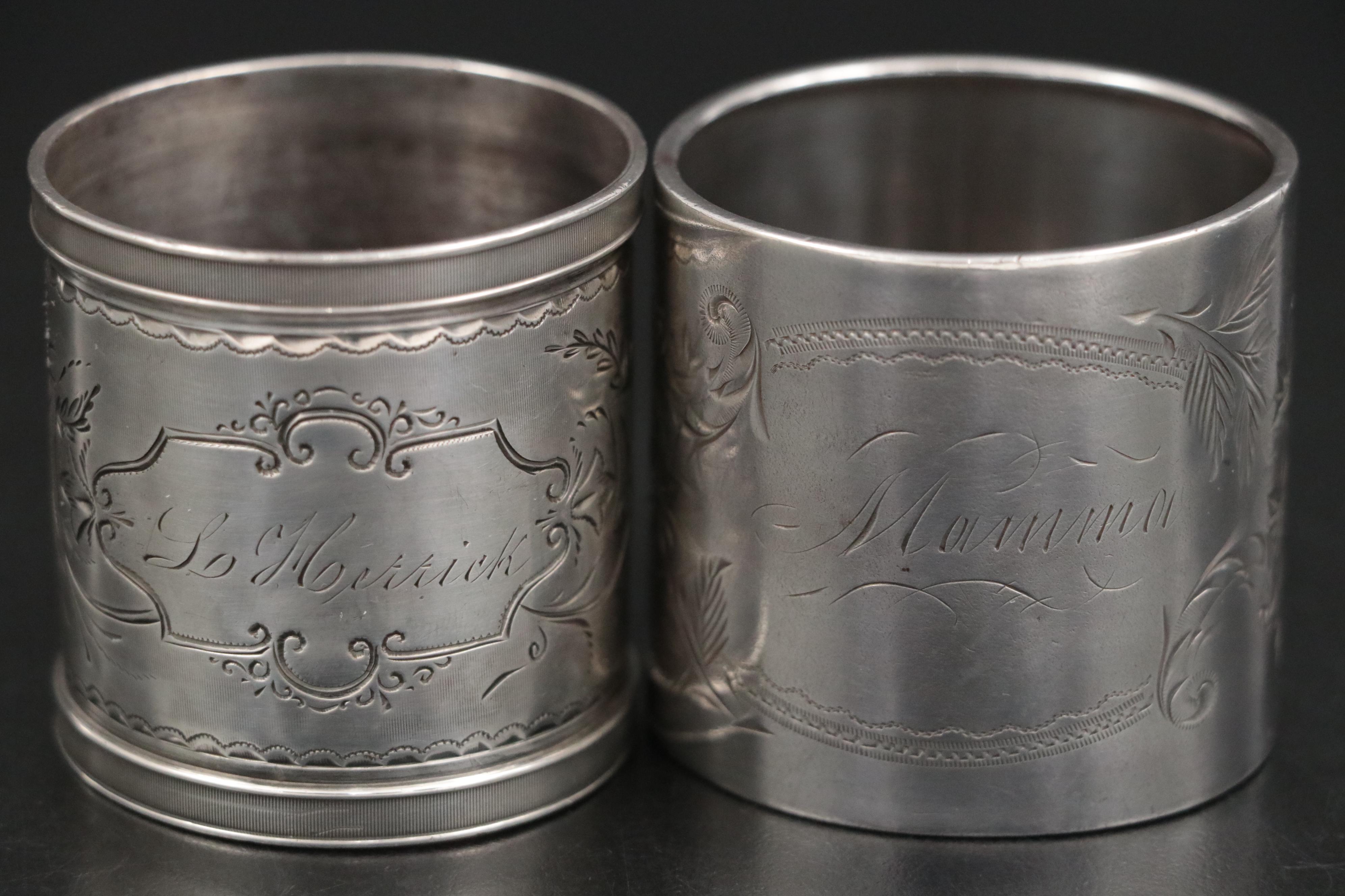 Gorham and Other Sterling Silver and Silver Plate Napkin Rings