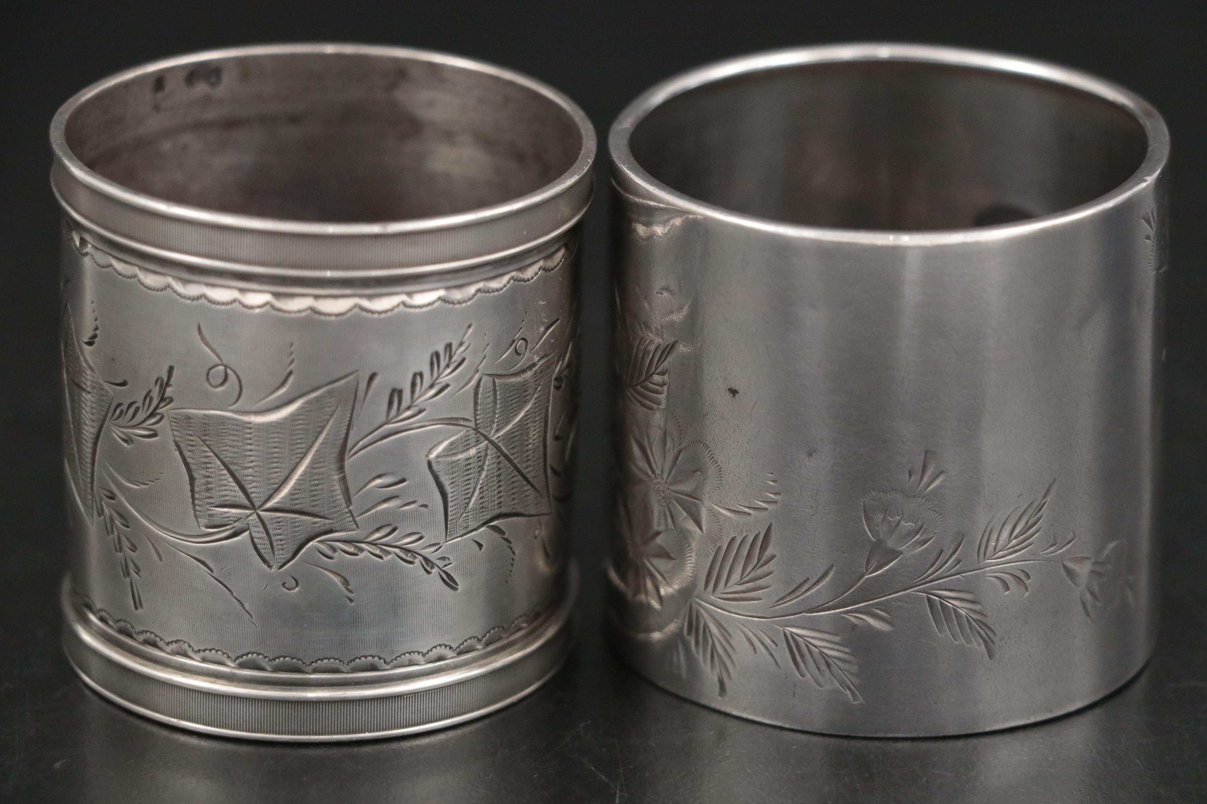 Gorham and Other Sterling Silver and Silver Plate Napkin Rings