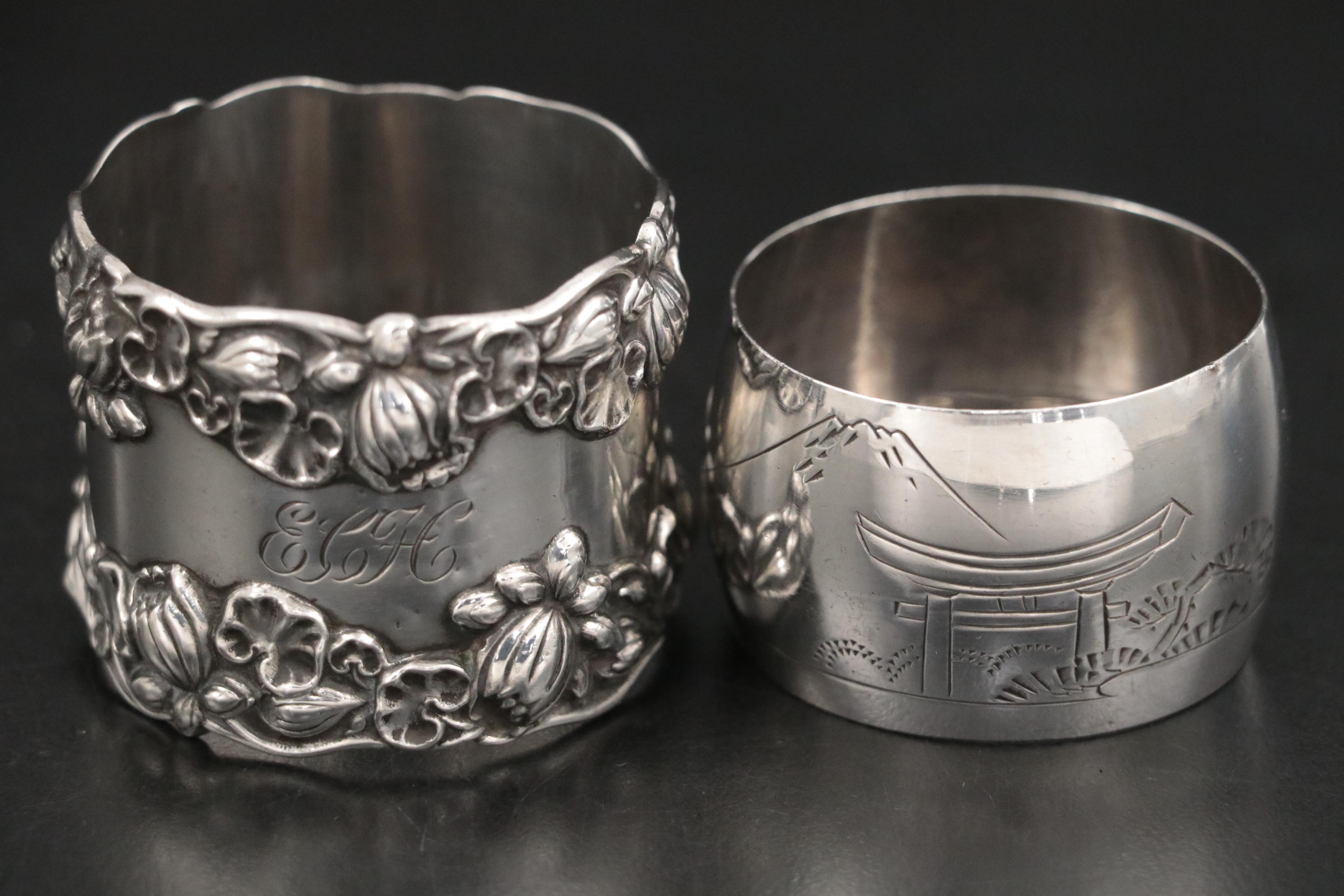 Gorham and Other Sterling Silver and Silver Plate Napkin Rings