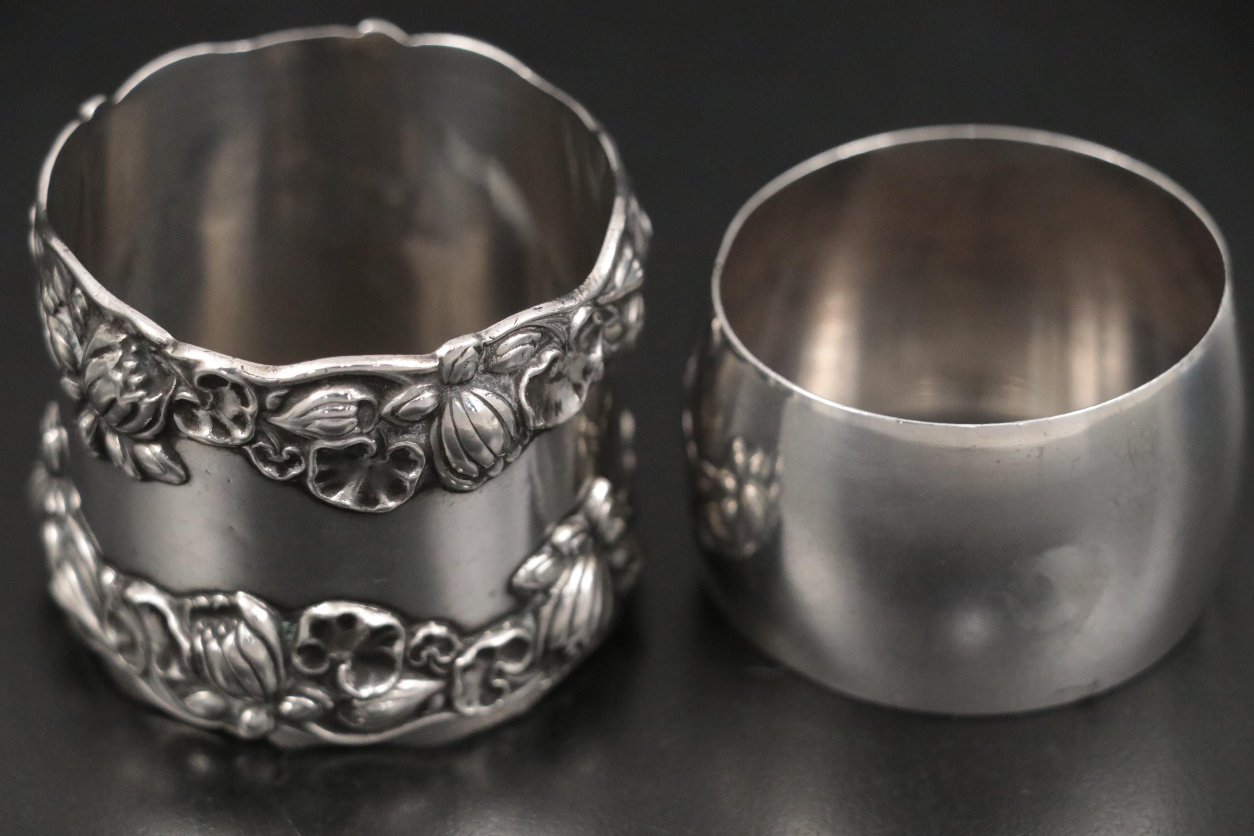Gorham and Other Sterling Silver and Silver Plate Napkin Rings