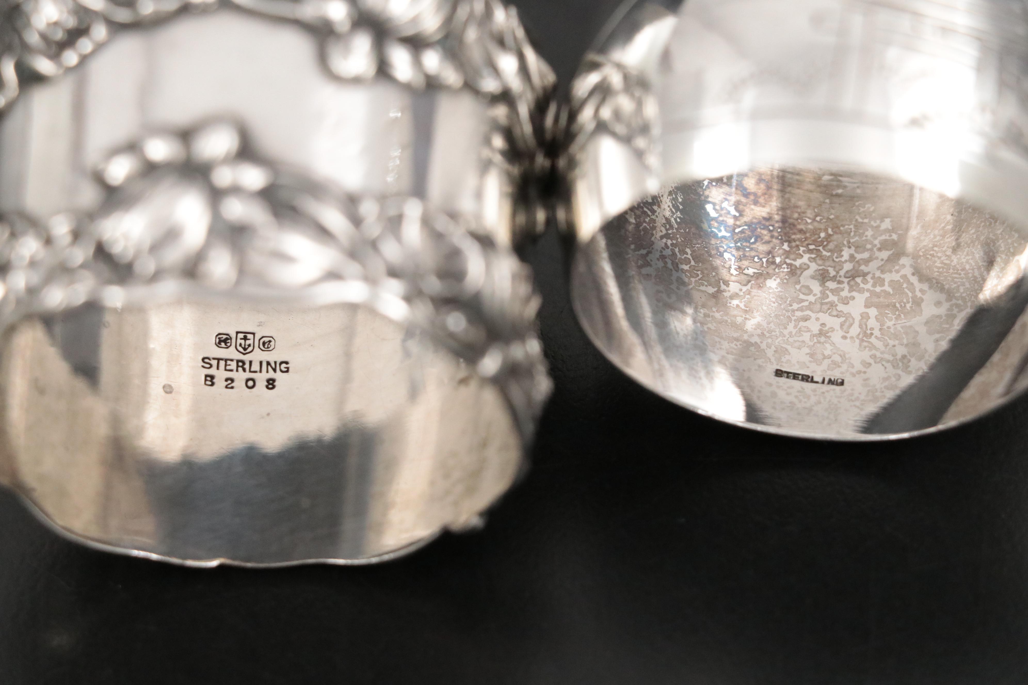 Gorham and Other Sterling Silver and Silver Plate Napkin Rings