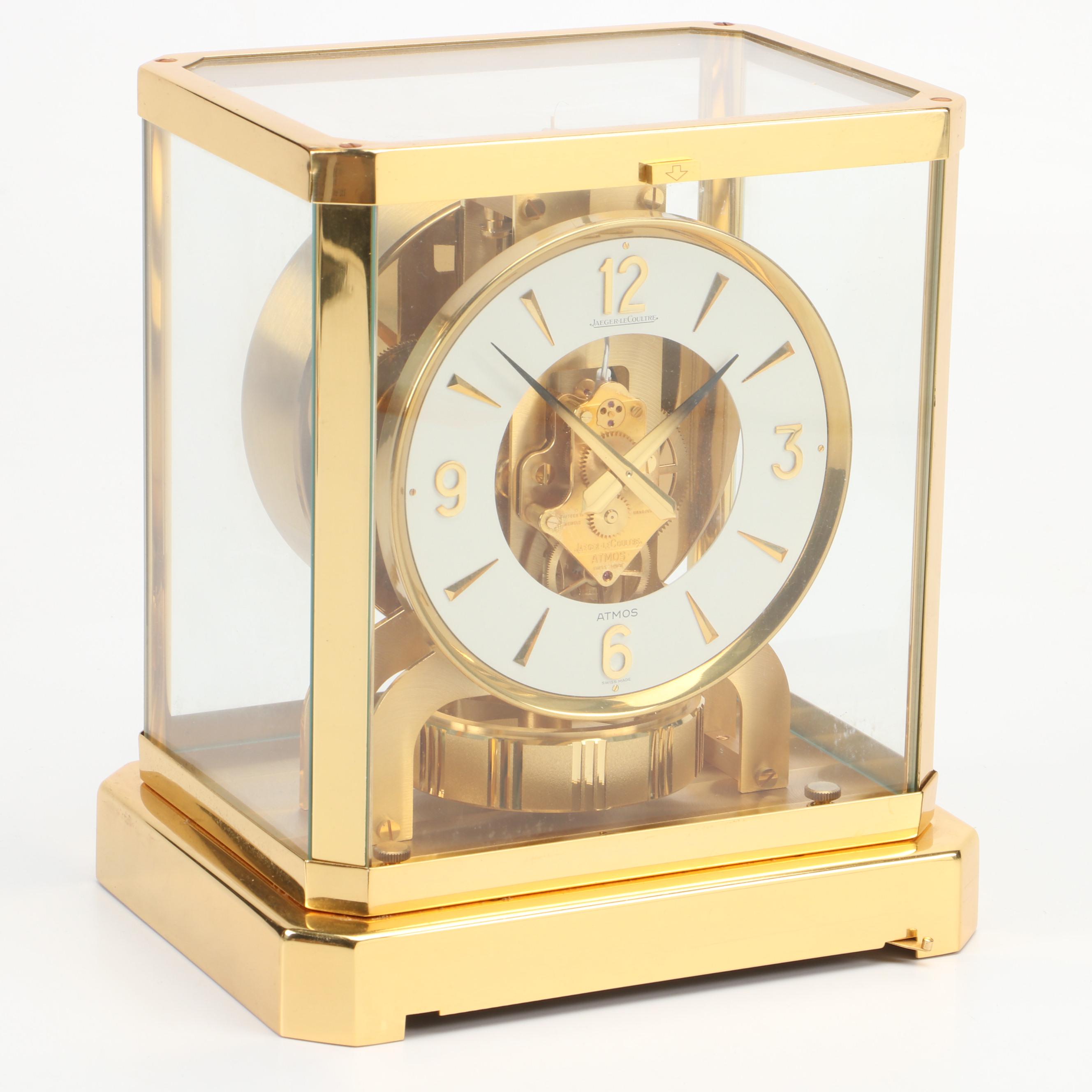 Jaeger-LeCoultre "Atmos" Swiss Brass and Glass Perpetual Motion Mantel Clock