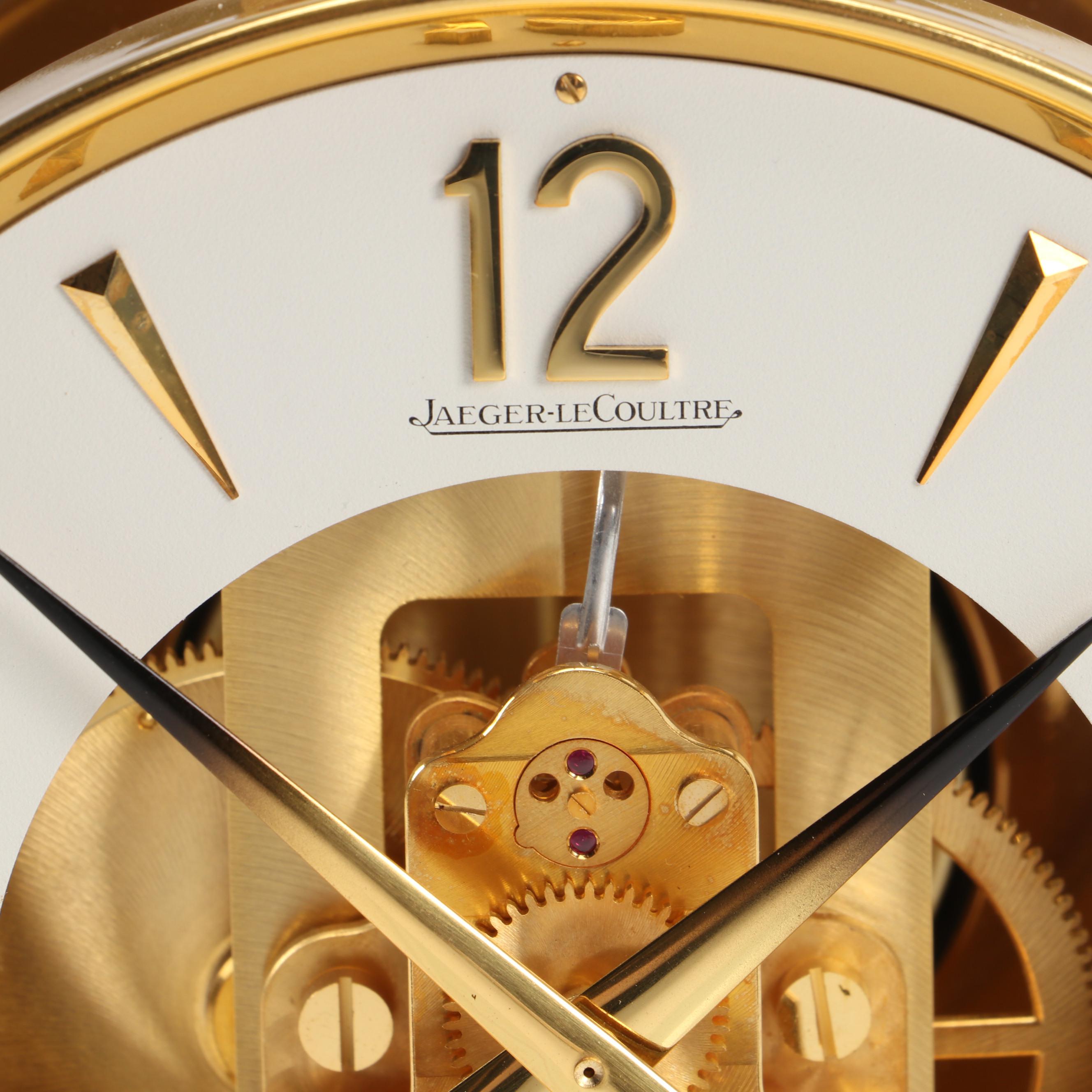 Jaeger-LeCoultre "Atmos" Swiss Brass and Glass Perpetual Motion Mantel Clock