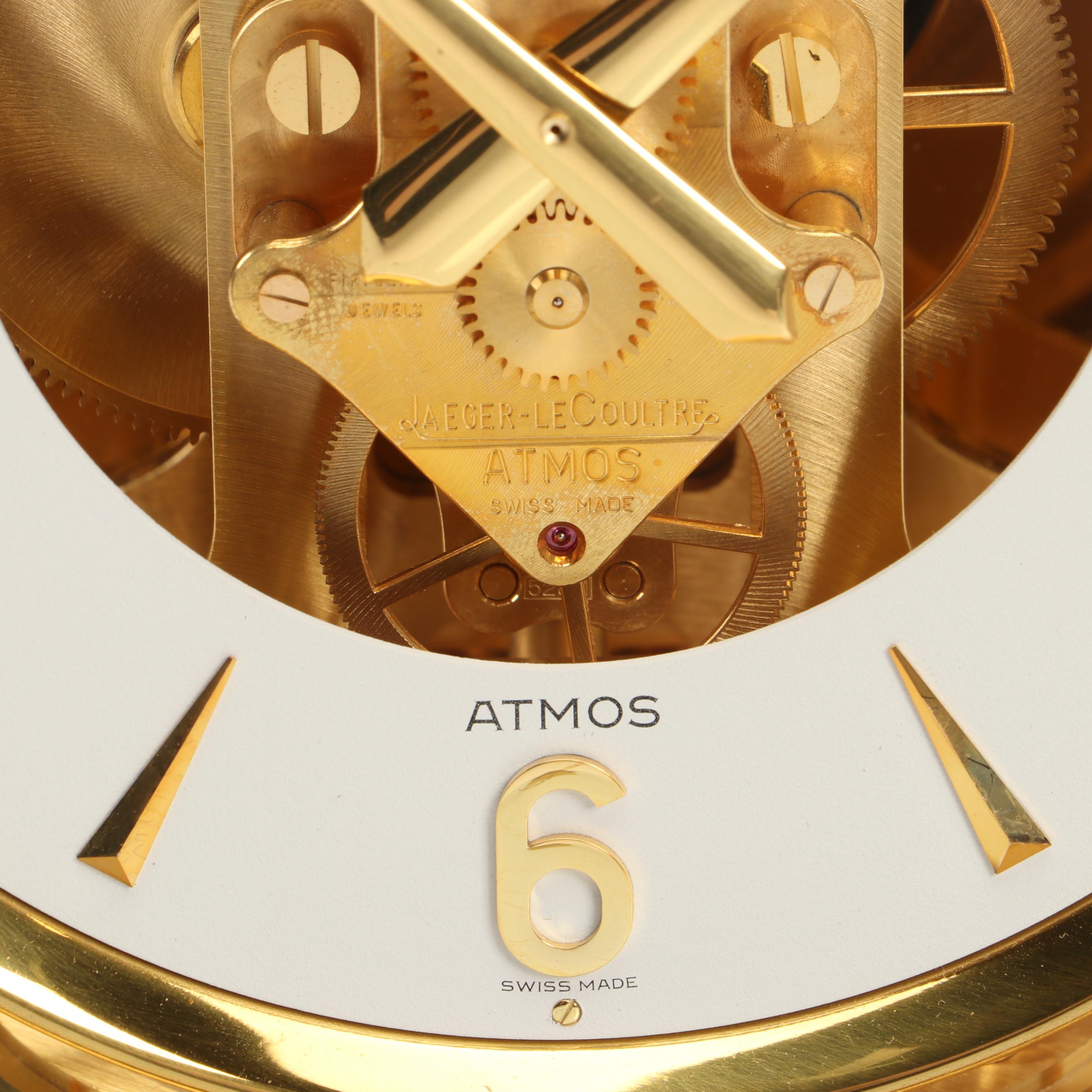 Jaeger-LeCoultre "Atmos" Swiss Brass and Glass Perpetual Motion Mantel Clock