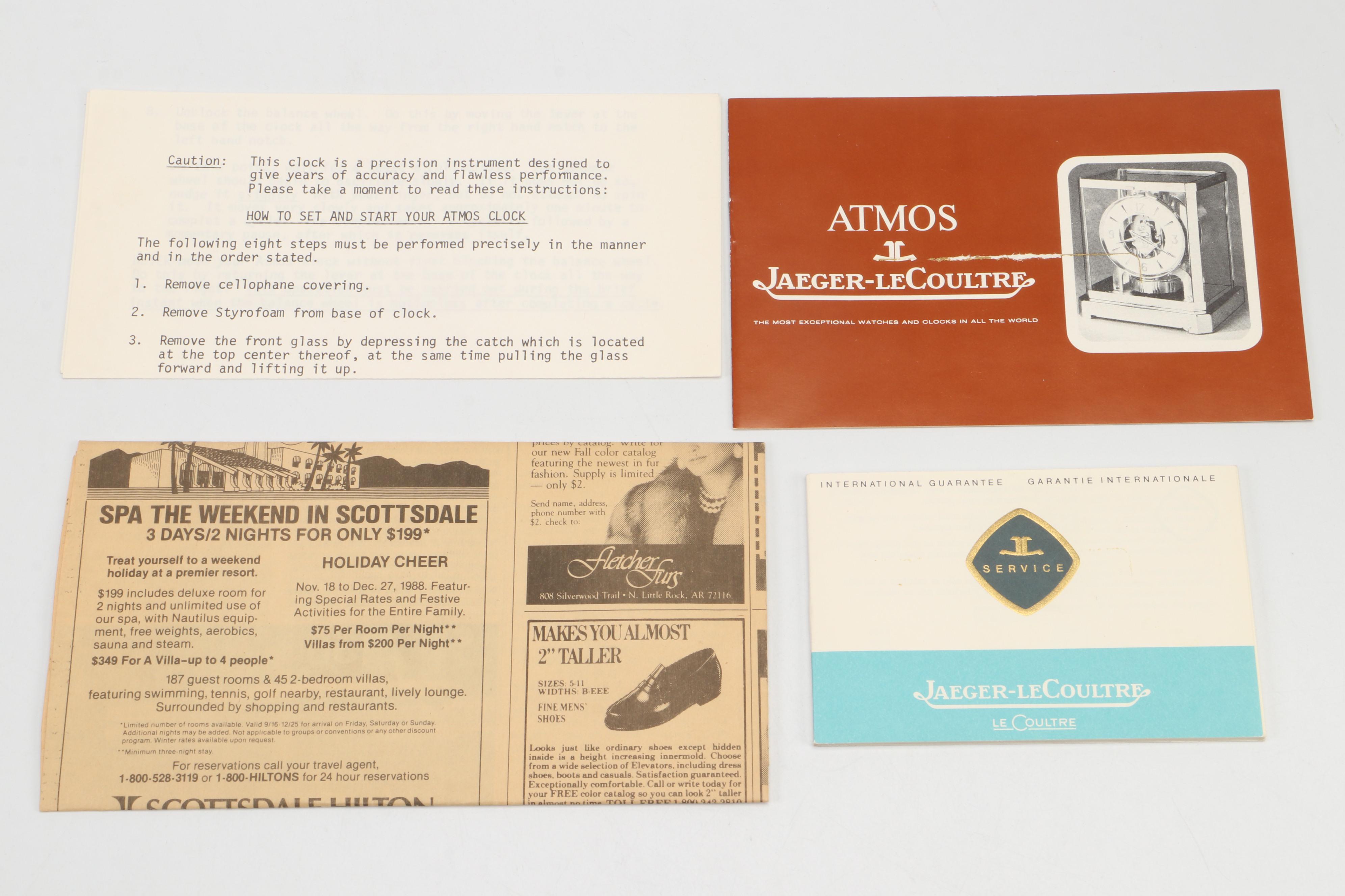 Jaeger-LeCoultre "Atmos" Swiss Brass and Glass Perpetual Motion Mantel Clock