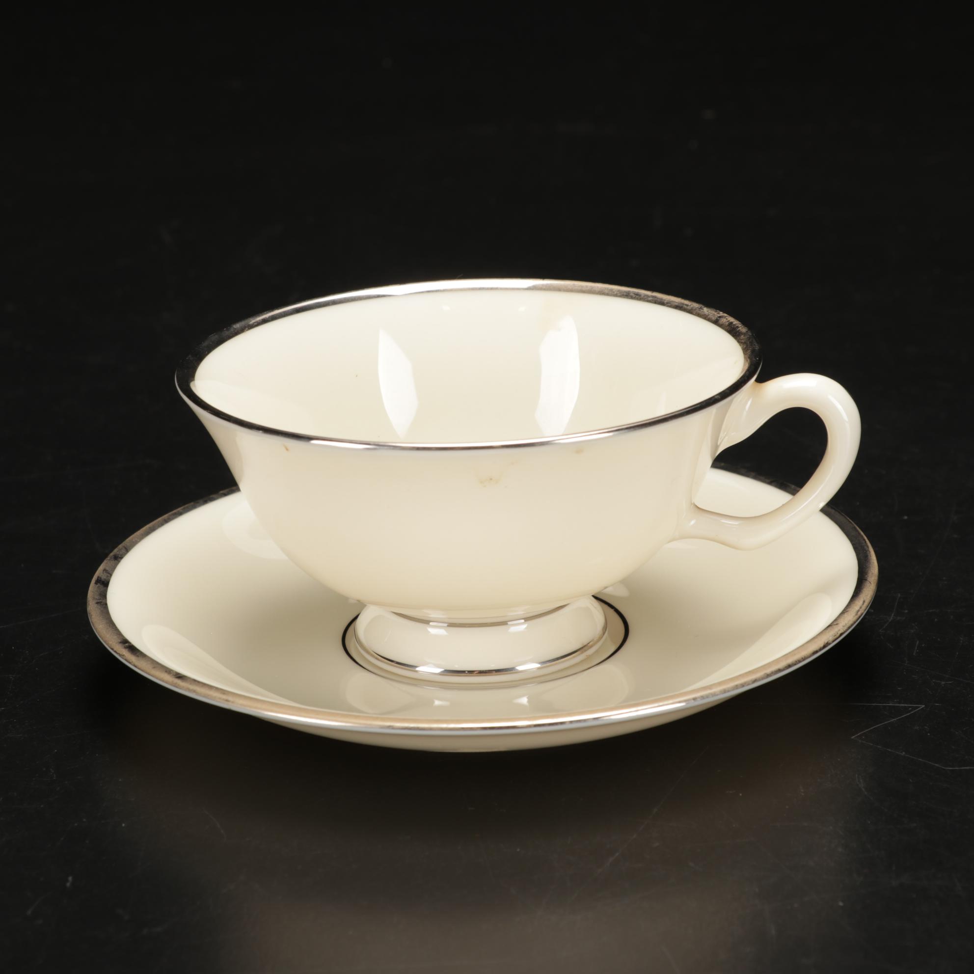 Lenox "Montclair" Platinum Dinnerware Collection, Fifty-Six Pieces, 1949-2004