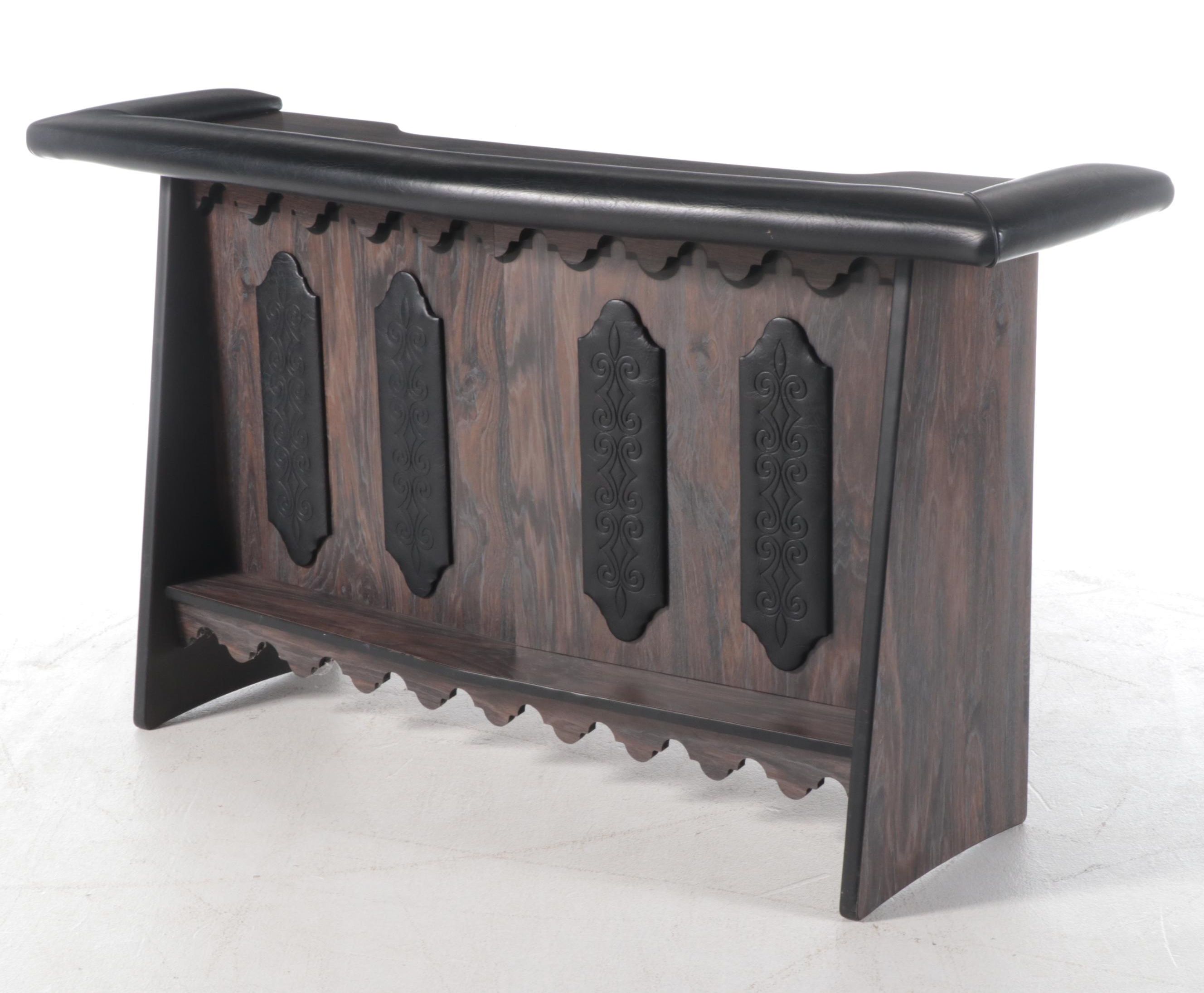 Modernist Laminate and Vinyl Bar Plus Three Samsonite Swivel Counter Stools