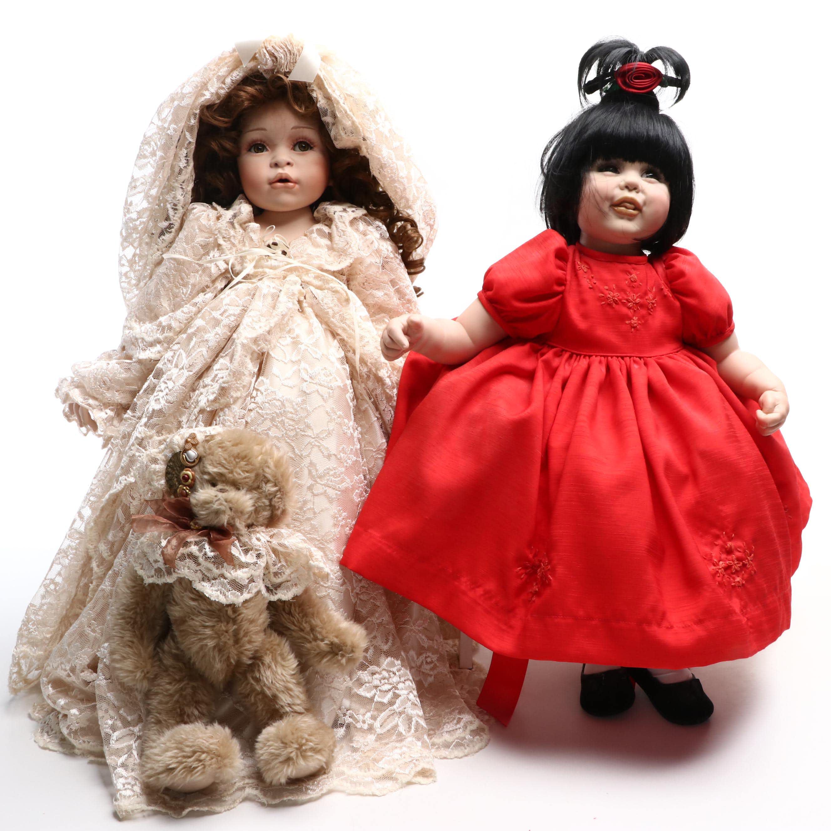 Pamela Erff Porcelain Bride Doll with Fayzah Spanos Vinyl Doll