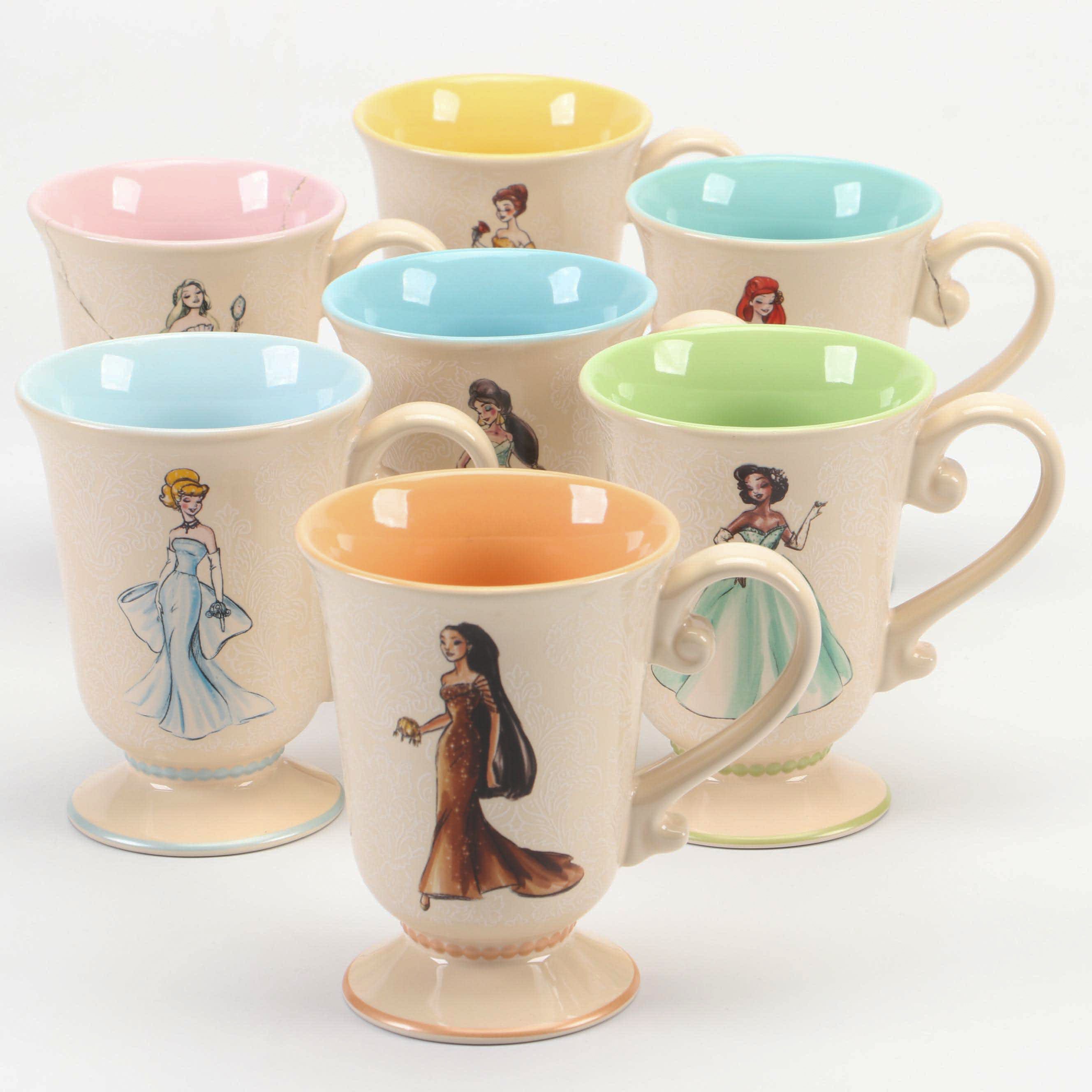 Disney Store Designer Princess Collection Ceramic Mugs