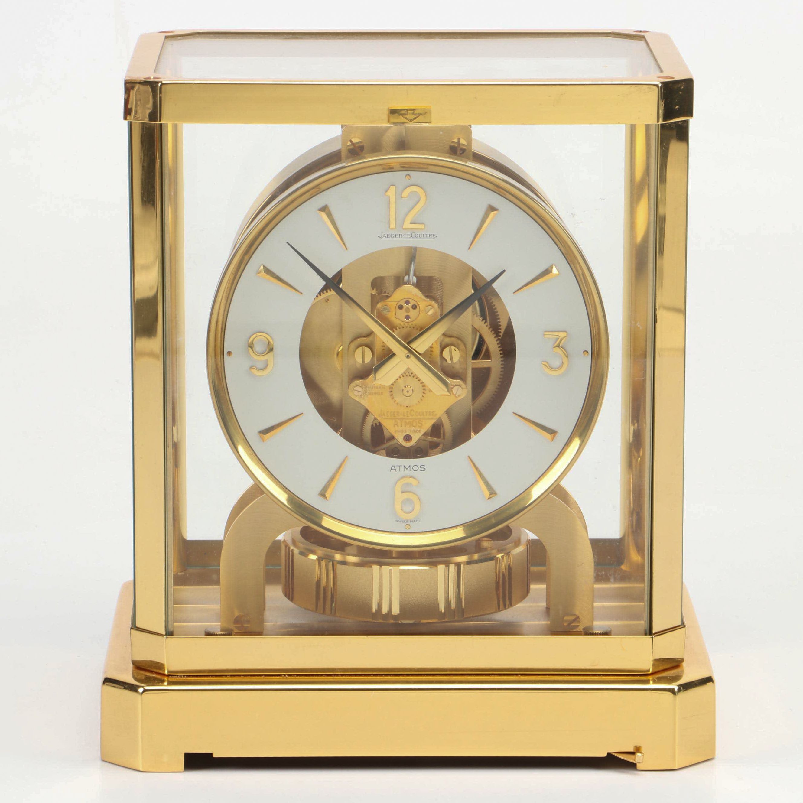 Jaeger-LeCoultre "Atmos" Swiss Brass and Glass Perpetual Motion Mantel Clock