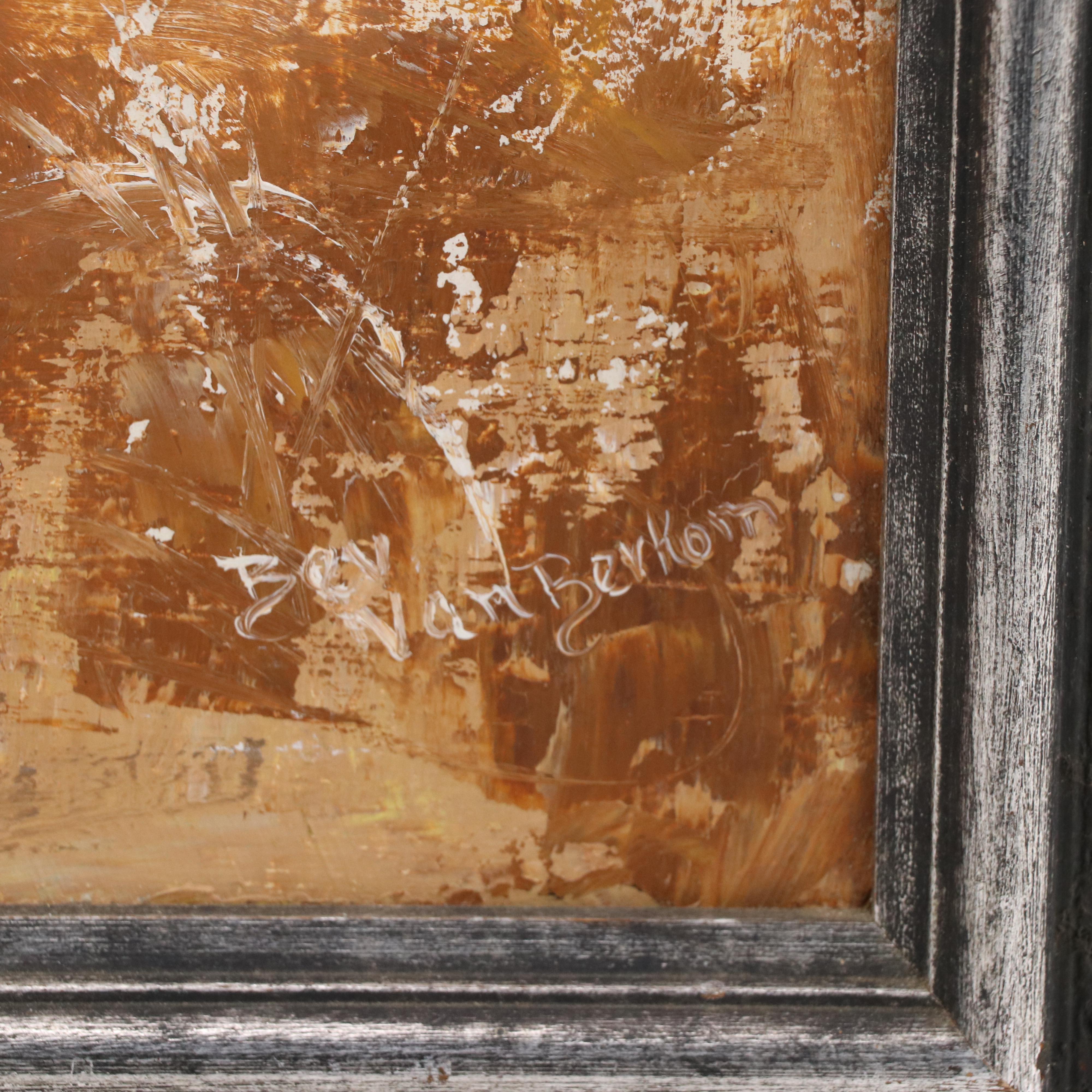 Bev Van Berkom Oil Painting of an Autumnal Landscape with Pond