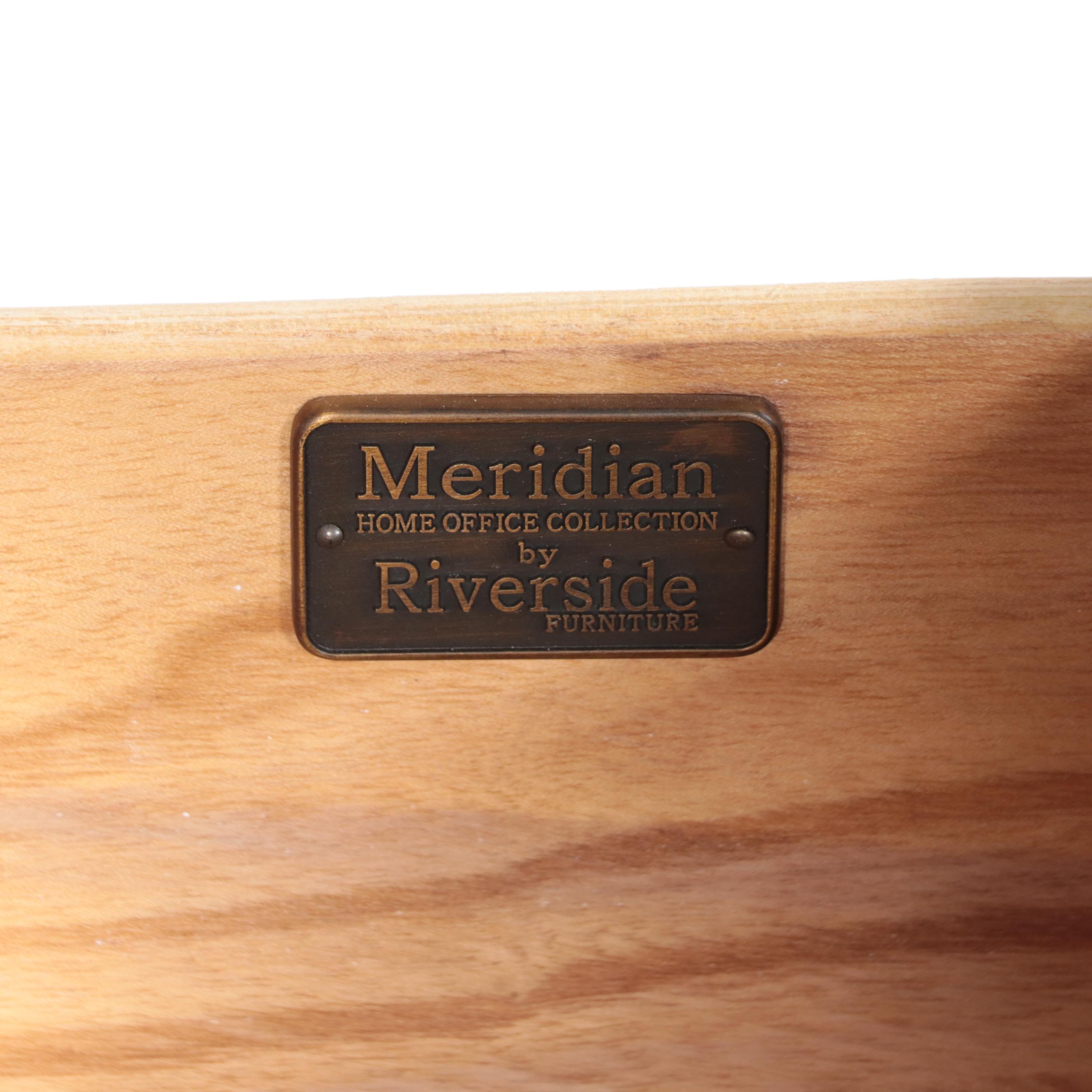 Riverside Furniture "Meridian" Oak Roll-Top Desk Plus Colonial Style Side Chair