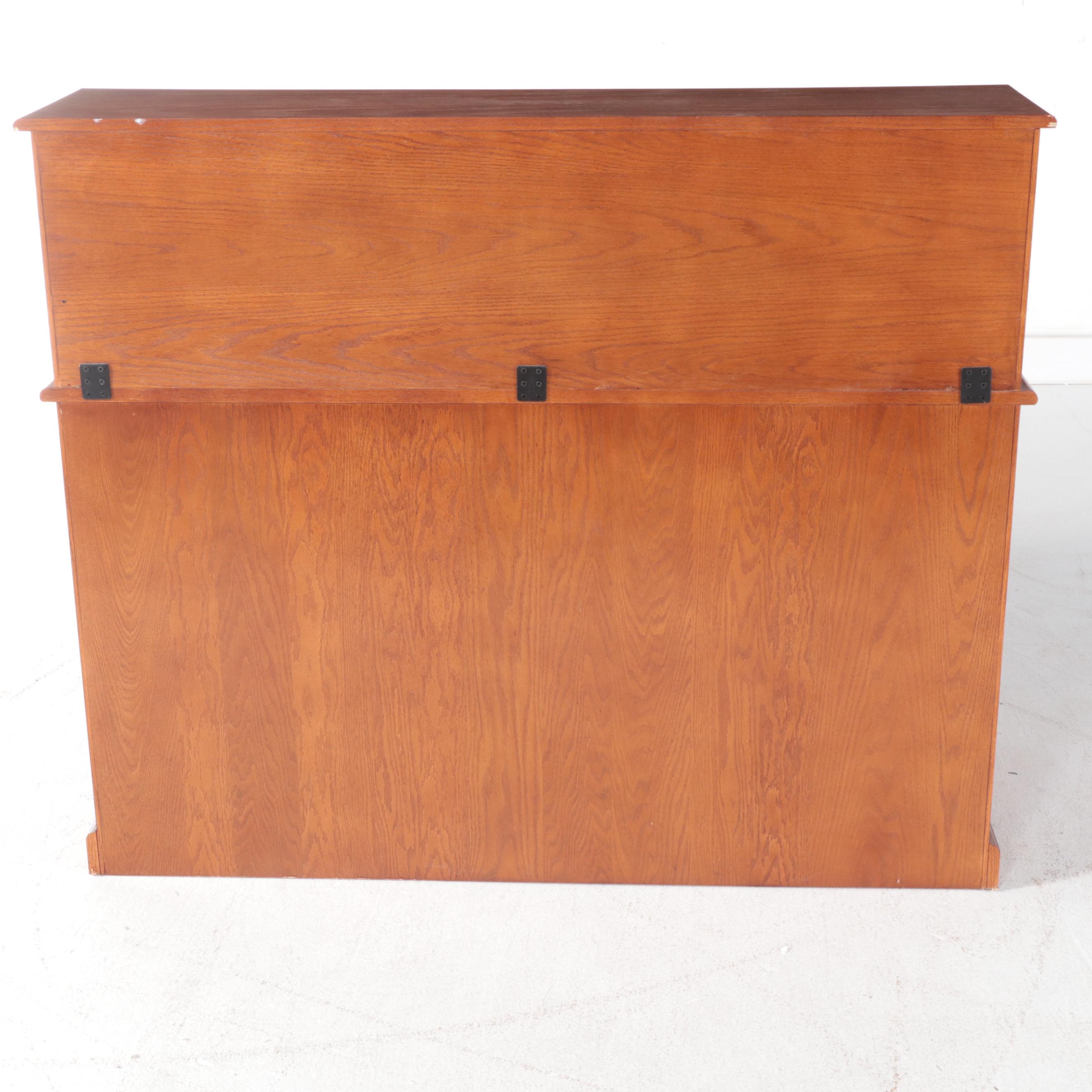 Riverside Furniture "Meridian" Oak Roll-Top Desk Plus Colonial Style Side Chair