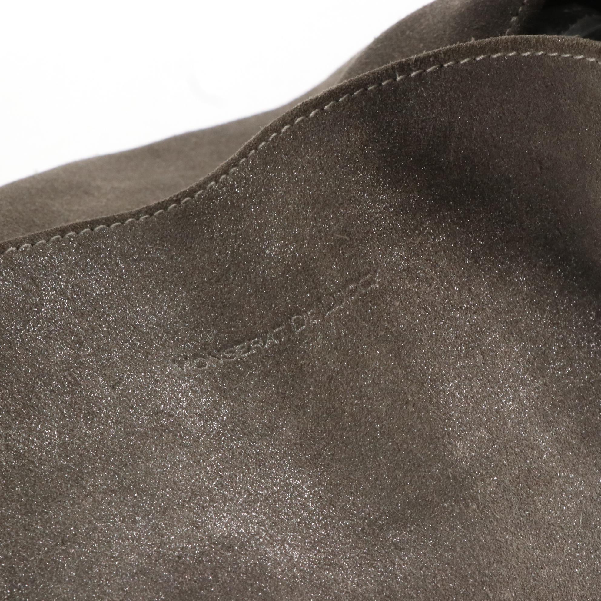 Monserat De Lucca Grey Metallic Suede Hobo Bag