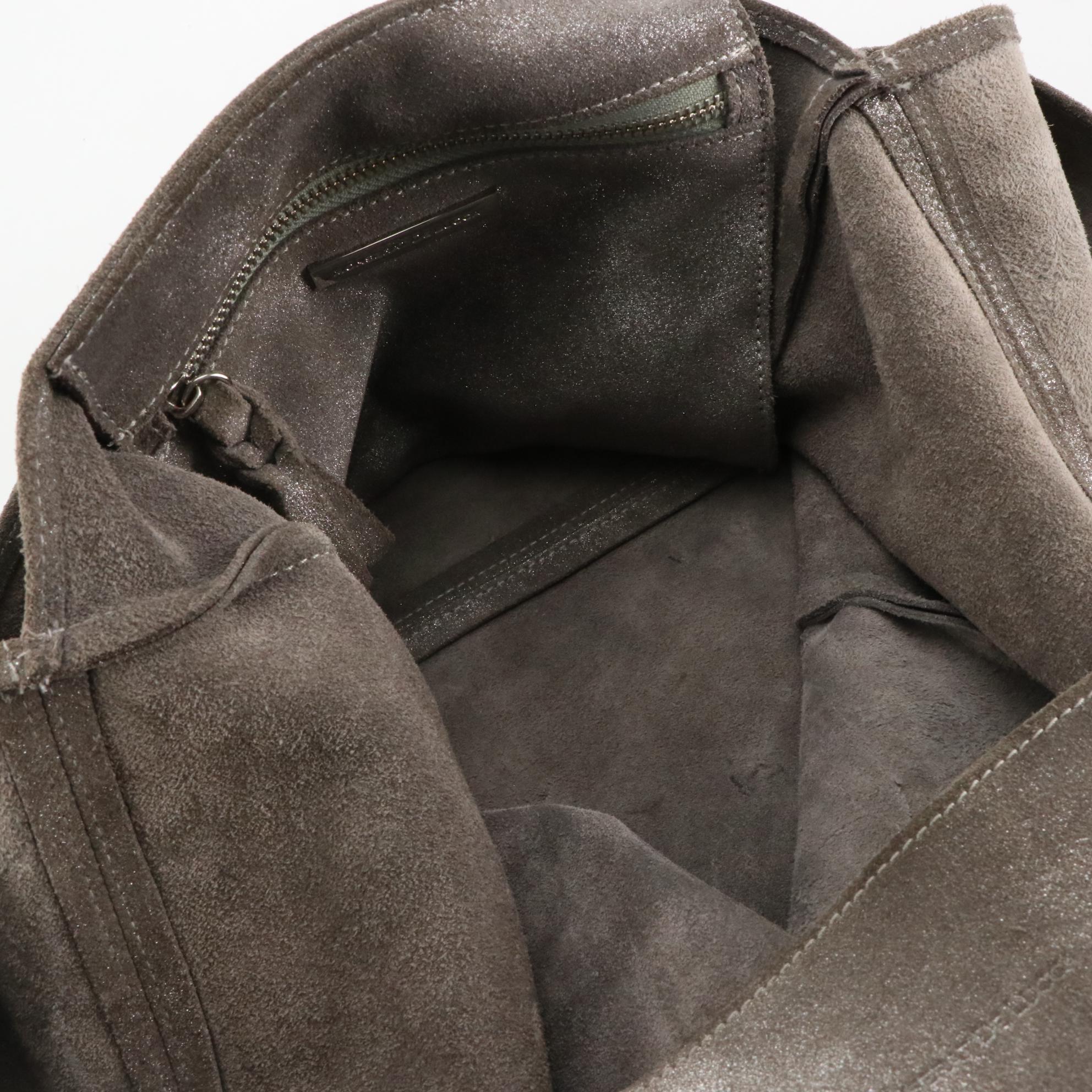 Monserat De Lucca Grey Metallic Suede Hobo Bag