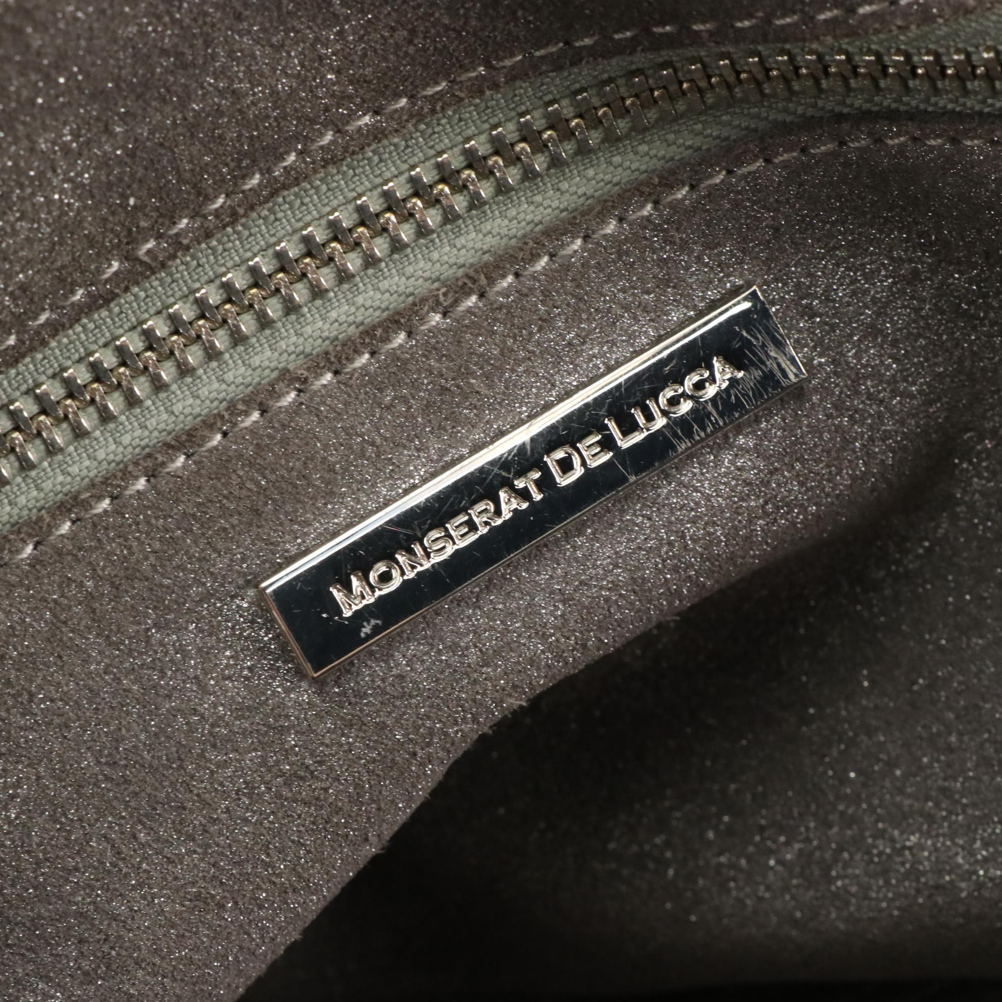 Monserat De Lucca Grey Metallic Suede Hobo Bag