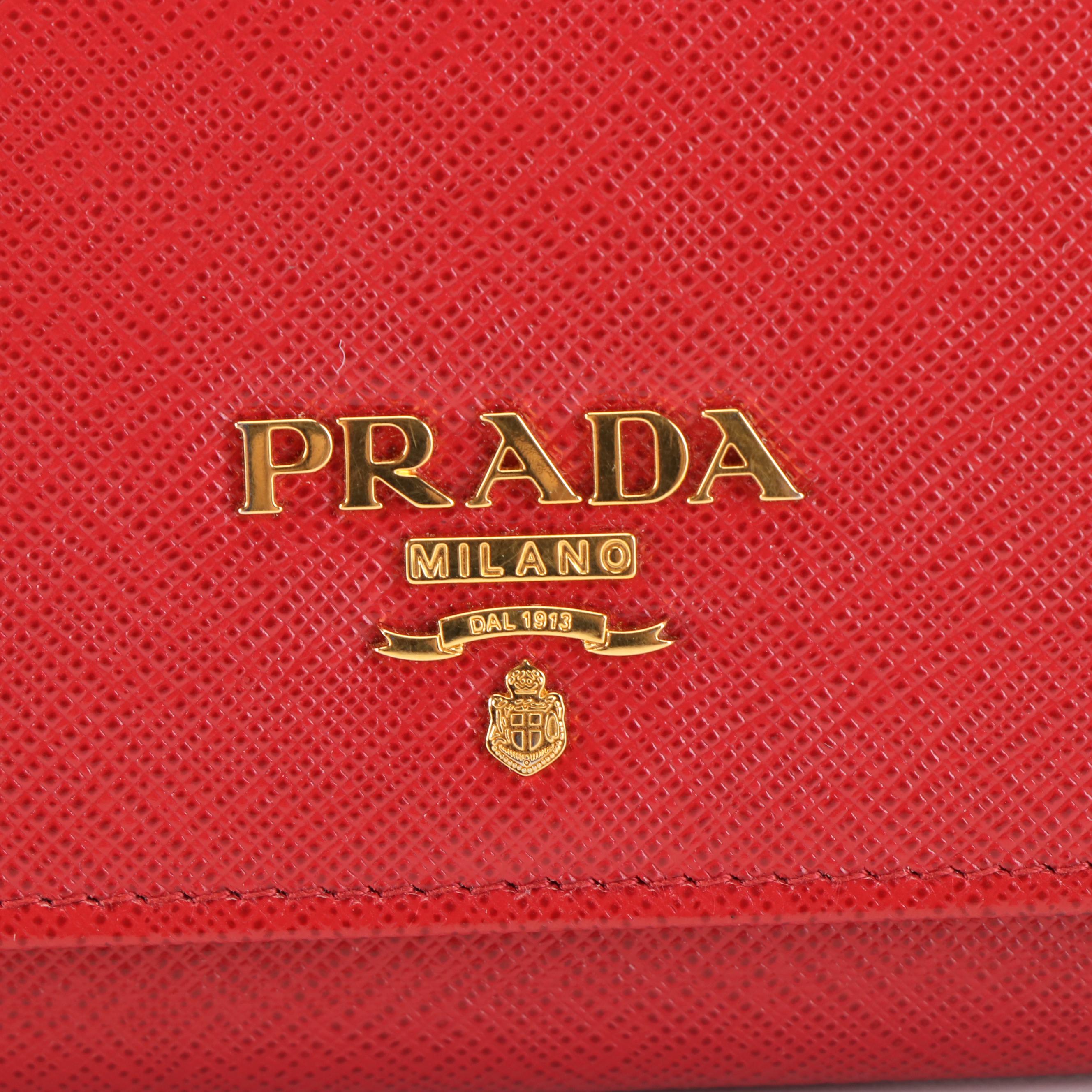 Prada  Red Saffiano Leather Continental Wallet