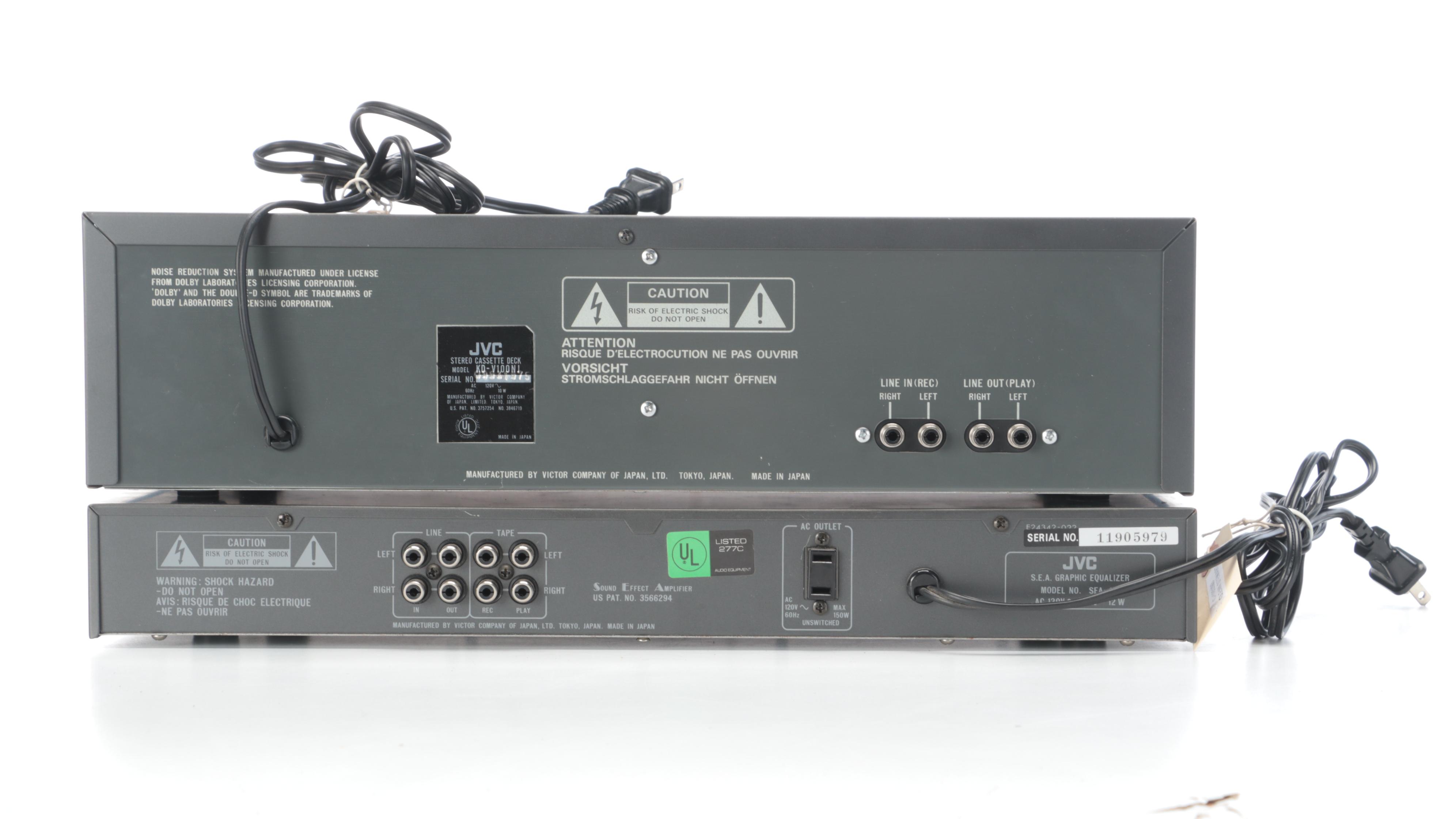 JVC Stereo Amplifier with Tuner, Cassette Deck, Equalizer, Turntable, Speakers