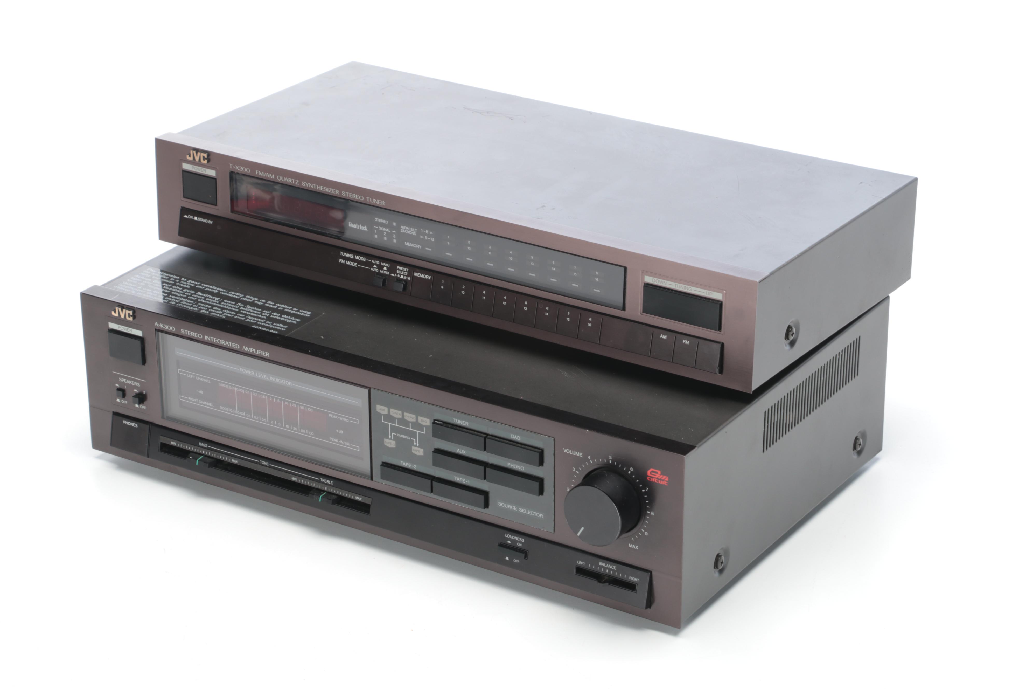 JVC Stereo Amplifier with Tuner, Cassette Deck, Equalizer, Turntable, Speakers