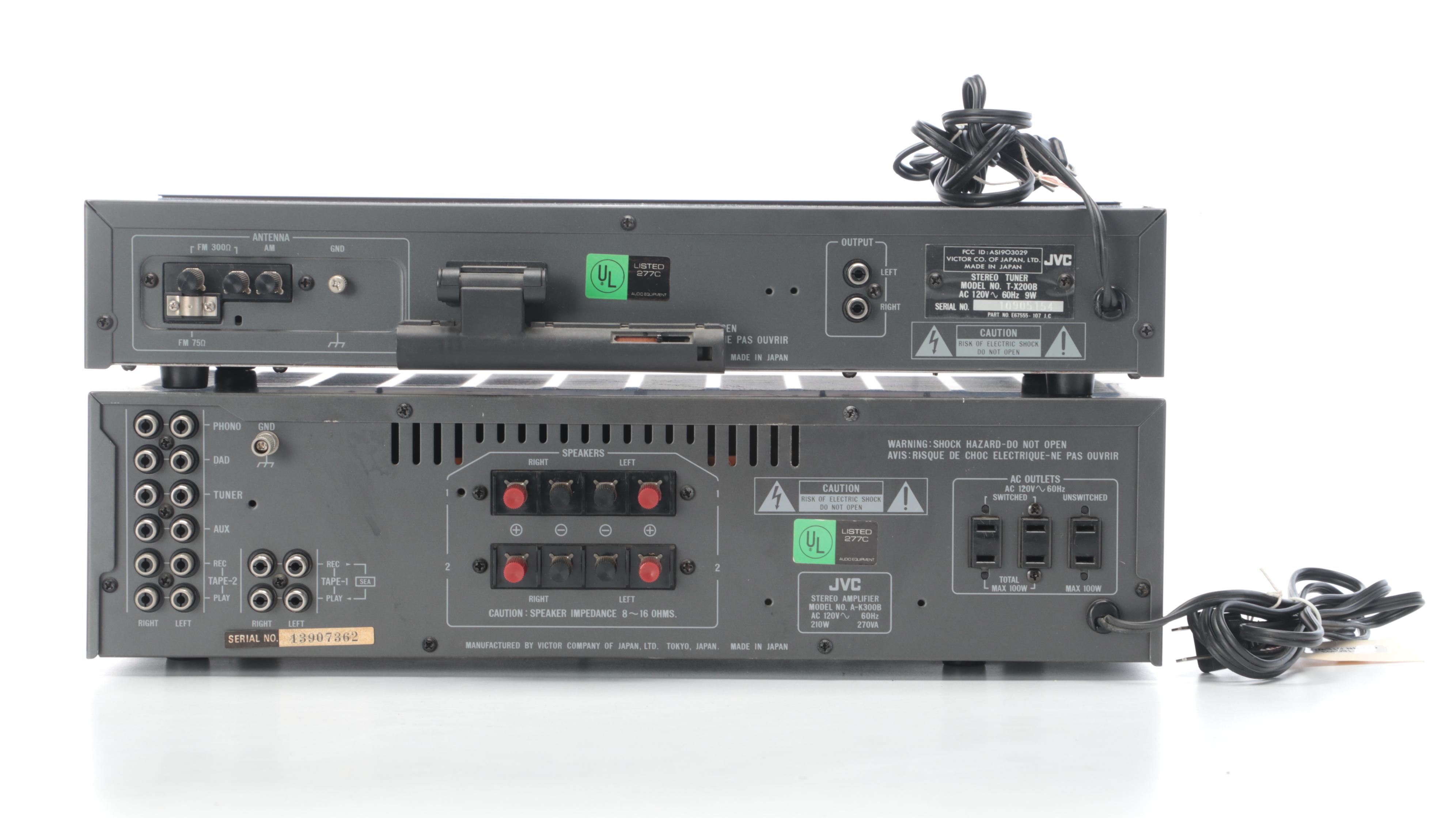 JVC Stereo Amplifier with Tuner, Cassette Deck, Equalizer, Turntable, Speakers