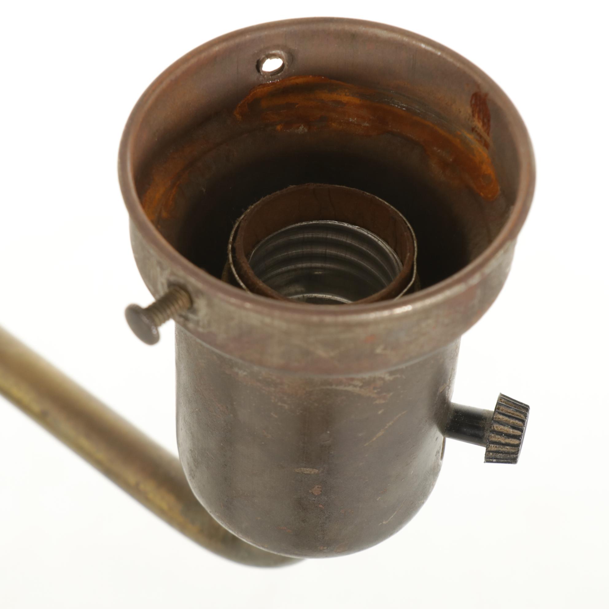 Brass Swing-Arm Torchiere Floor Lamp with Milk Glass Shade