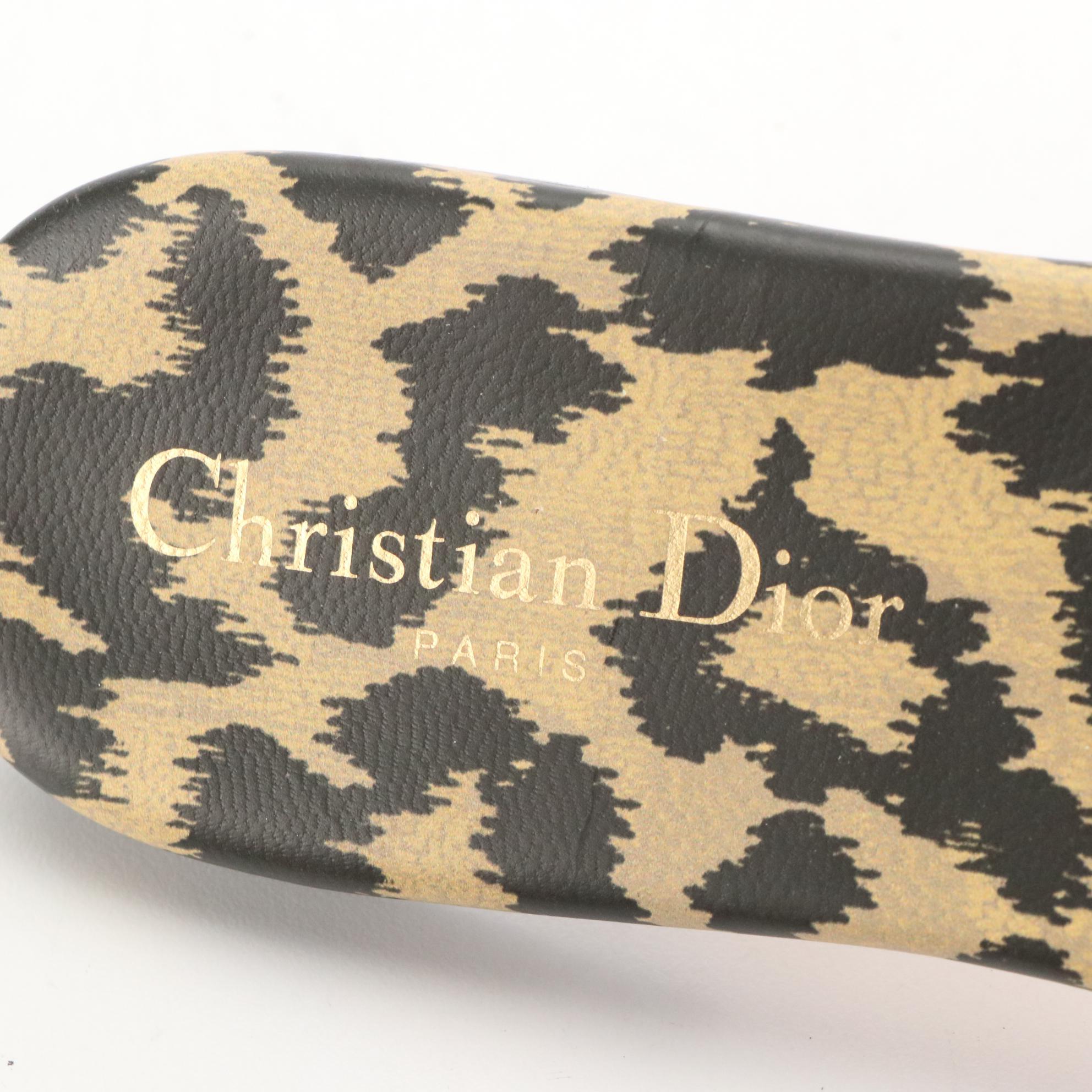 Christian Dior Signature and Leopard Print Dway Slide Sandals