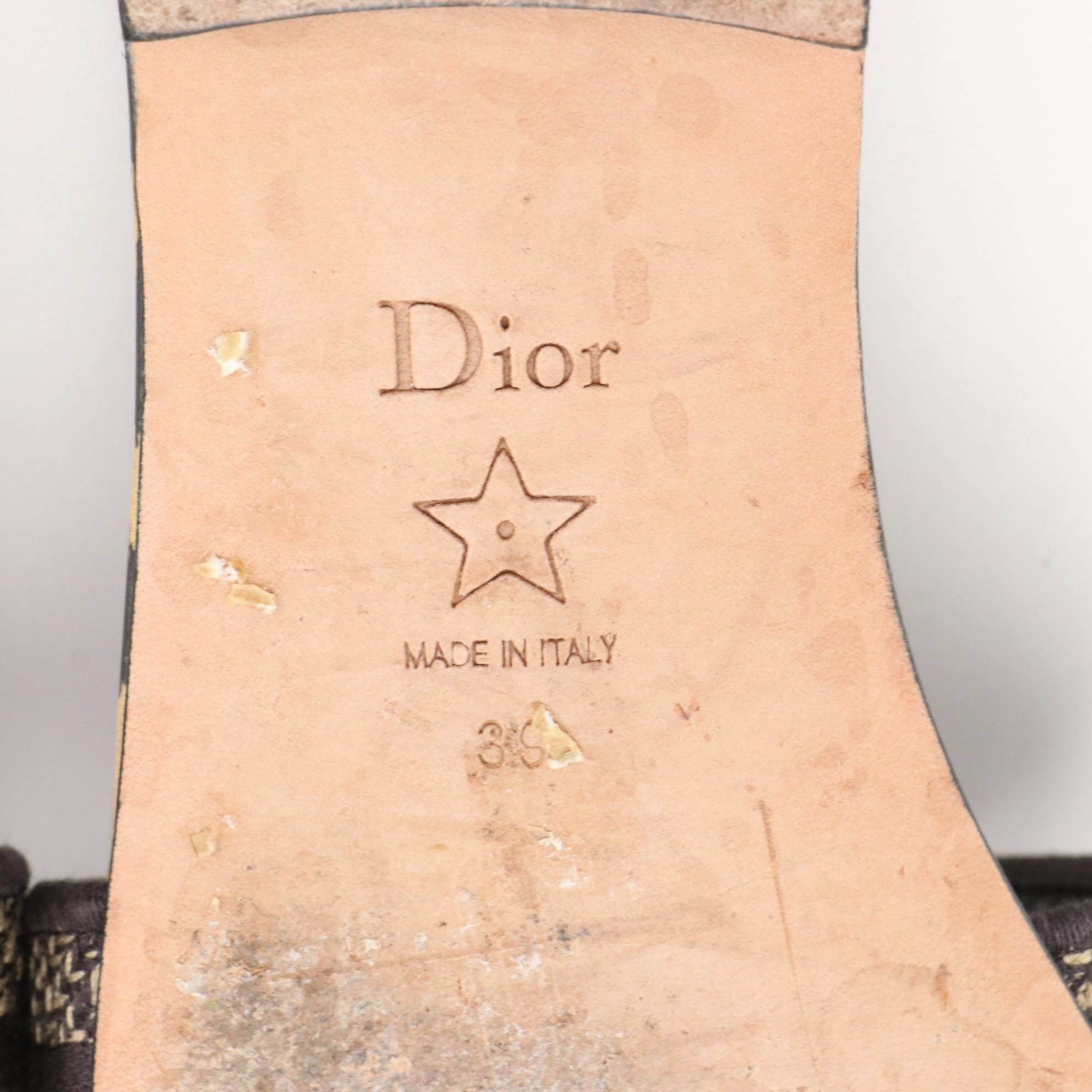 Christian Dior Signature and Leopard Print Dway Slide Sandals