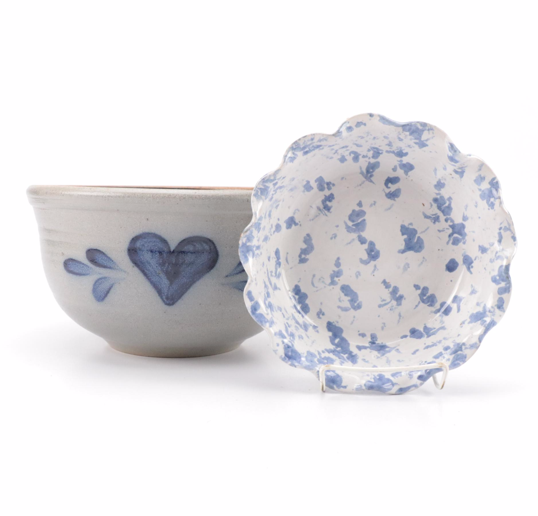 Rowe Pottery Salt Glazed Stoneware Mixing Bowl with Other Ceramic Baking Pan