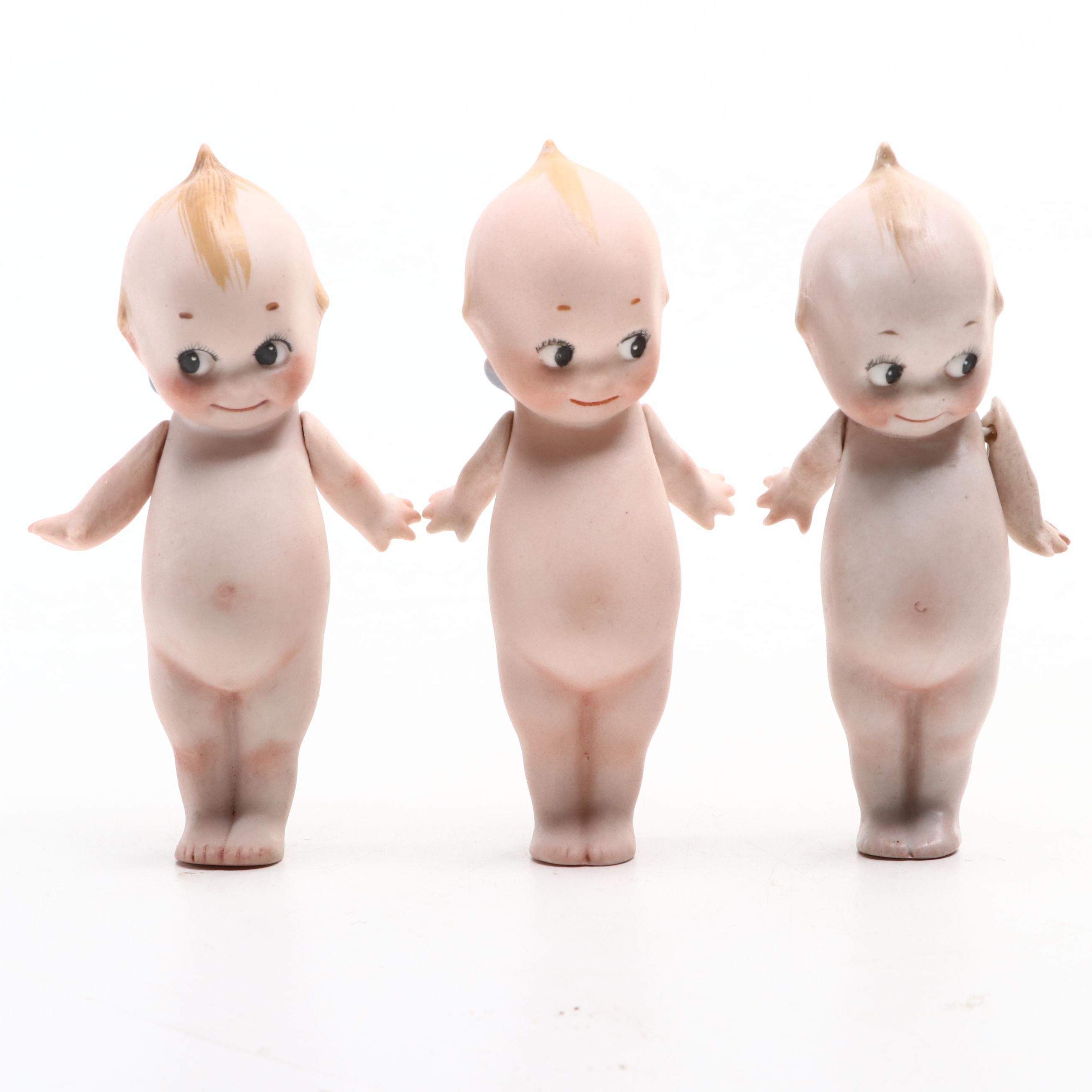 Rose O'Neill Bisque Porcelain Kewpie Doll Figurines with Jointed Arms