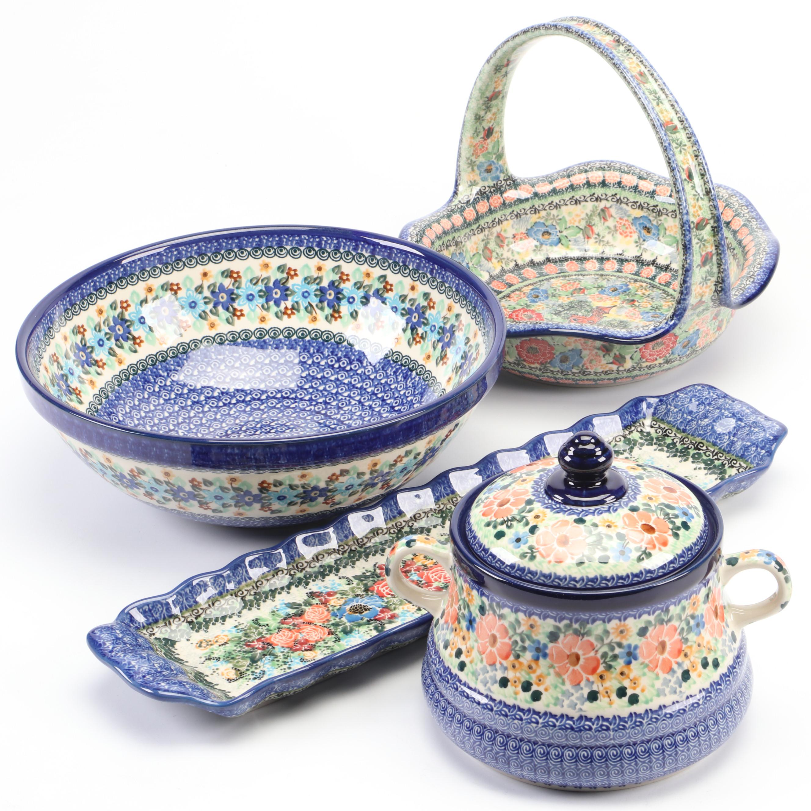"Romantic Fascination" and Other Handmade Polish Pottery Baskets and Tableware