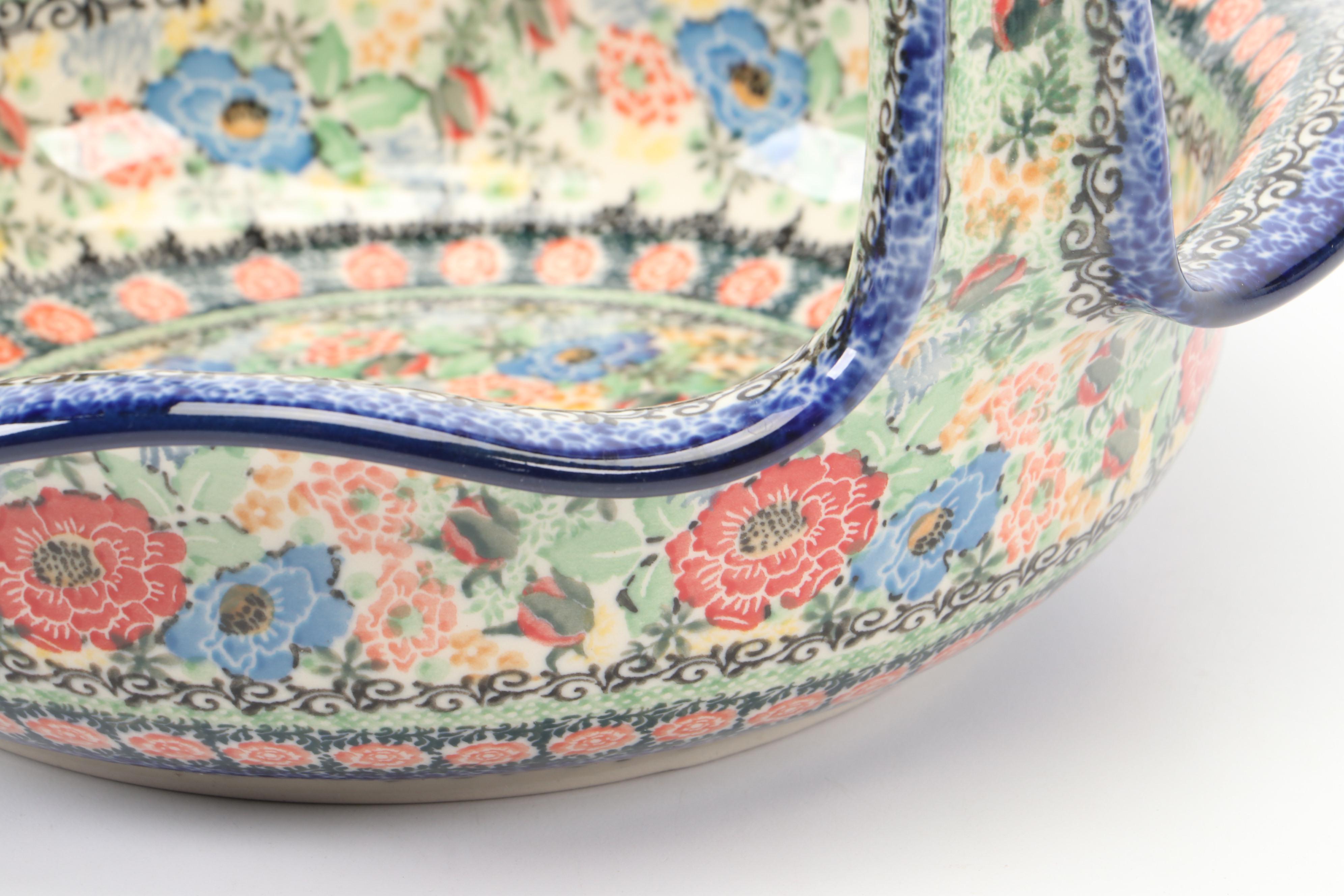 "Romantic Fascination" and Other Handmade Polish Pottery Baskets and Tableware