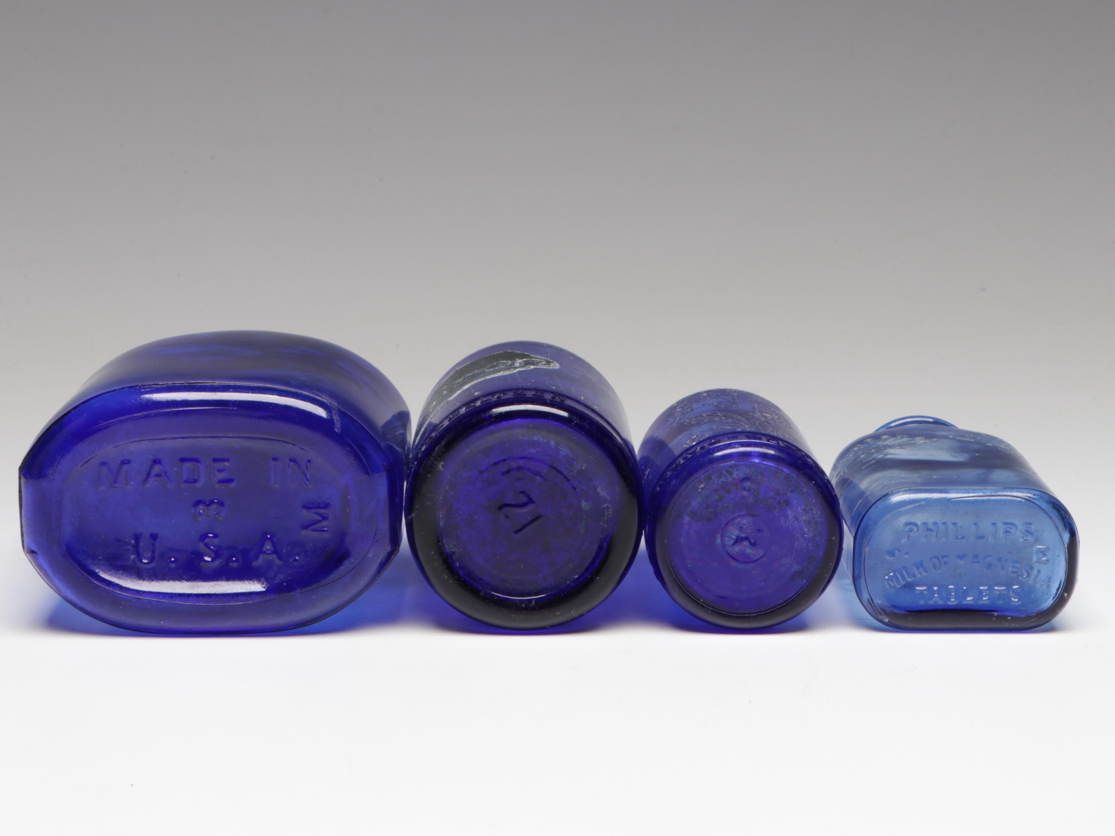 Caswell, Massey Co. "Cologne Water" Bottle, Cobalt Glass Bottles and Other Glass