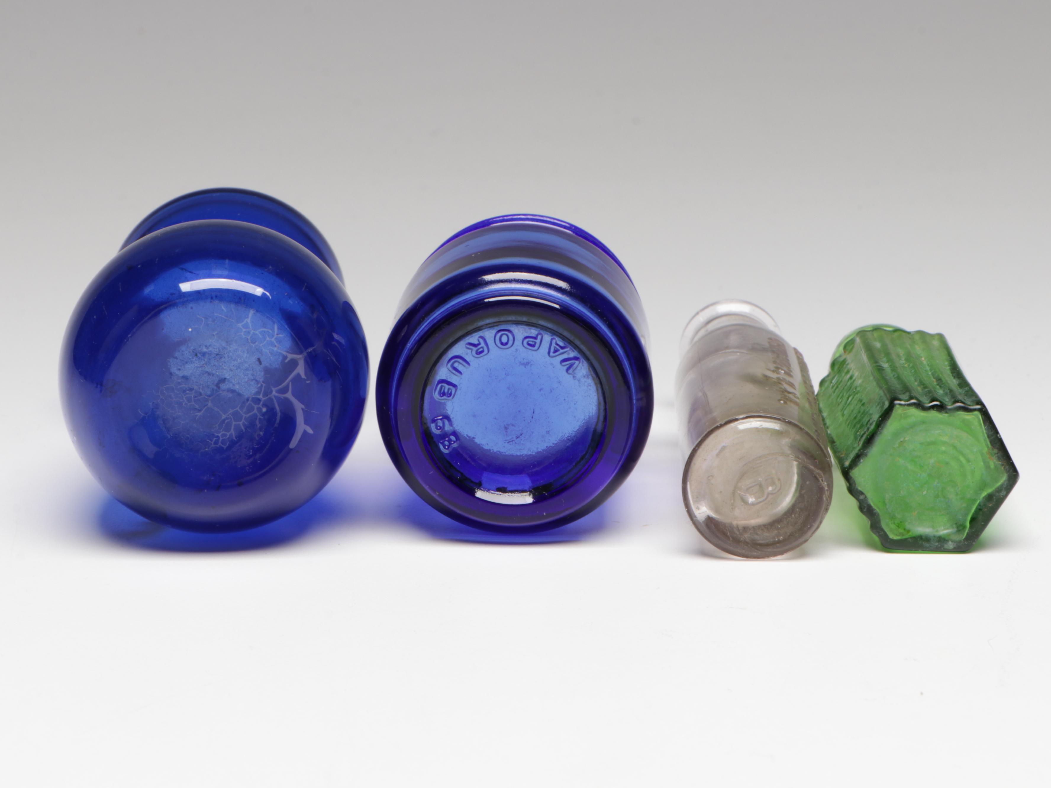 Caswell, Massey Co. "Cologne Water" Bottle, Cobalt Glass Bottles and Other Glass