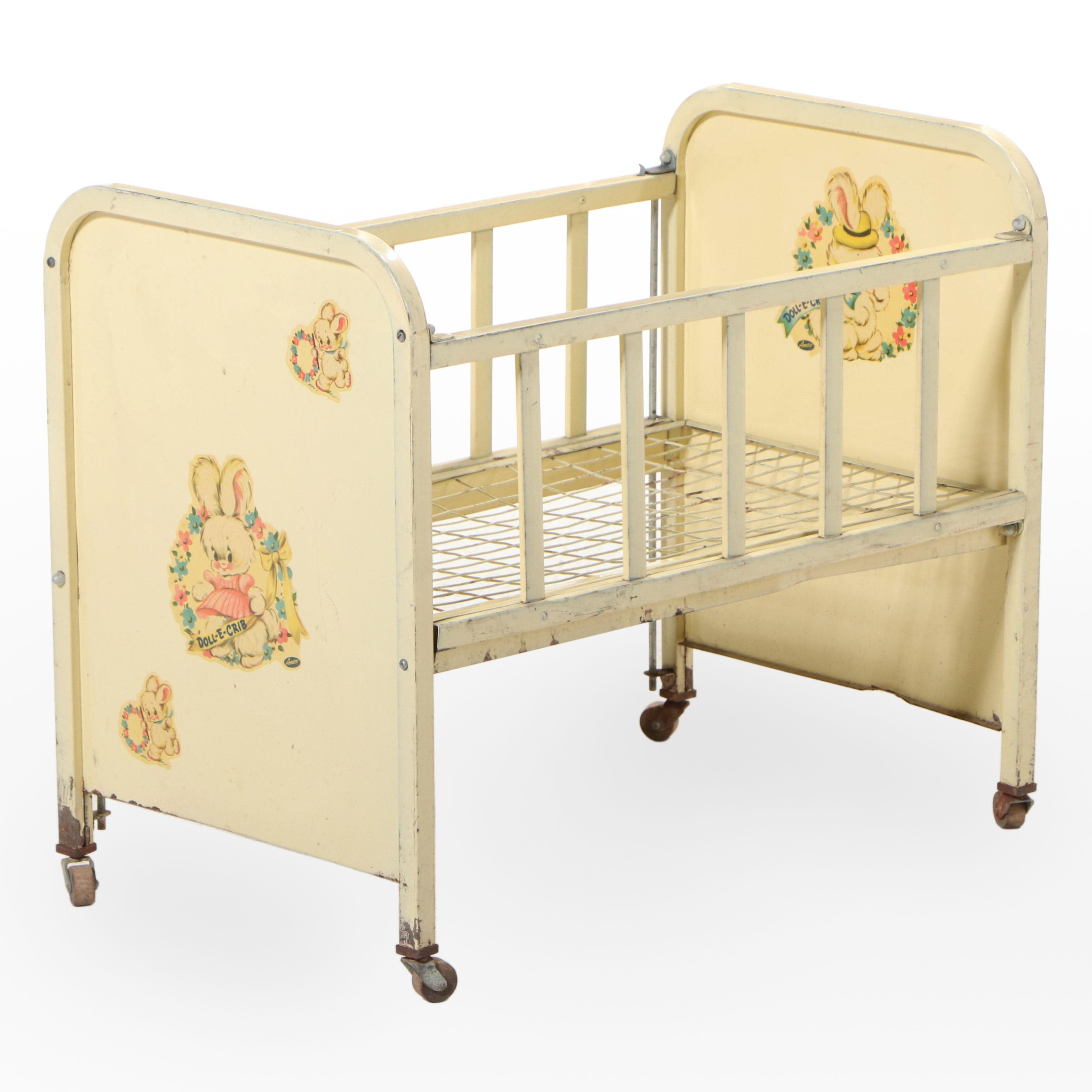 Wooden Doll Crib, Mid-20th Century