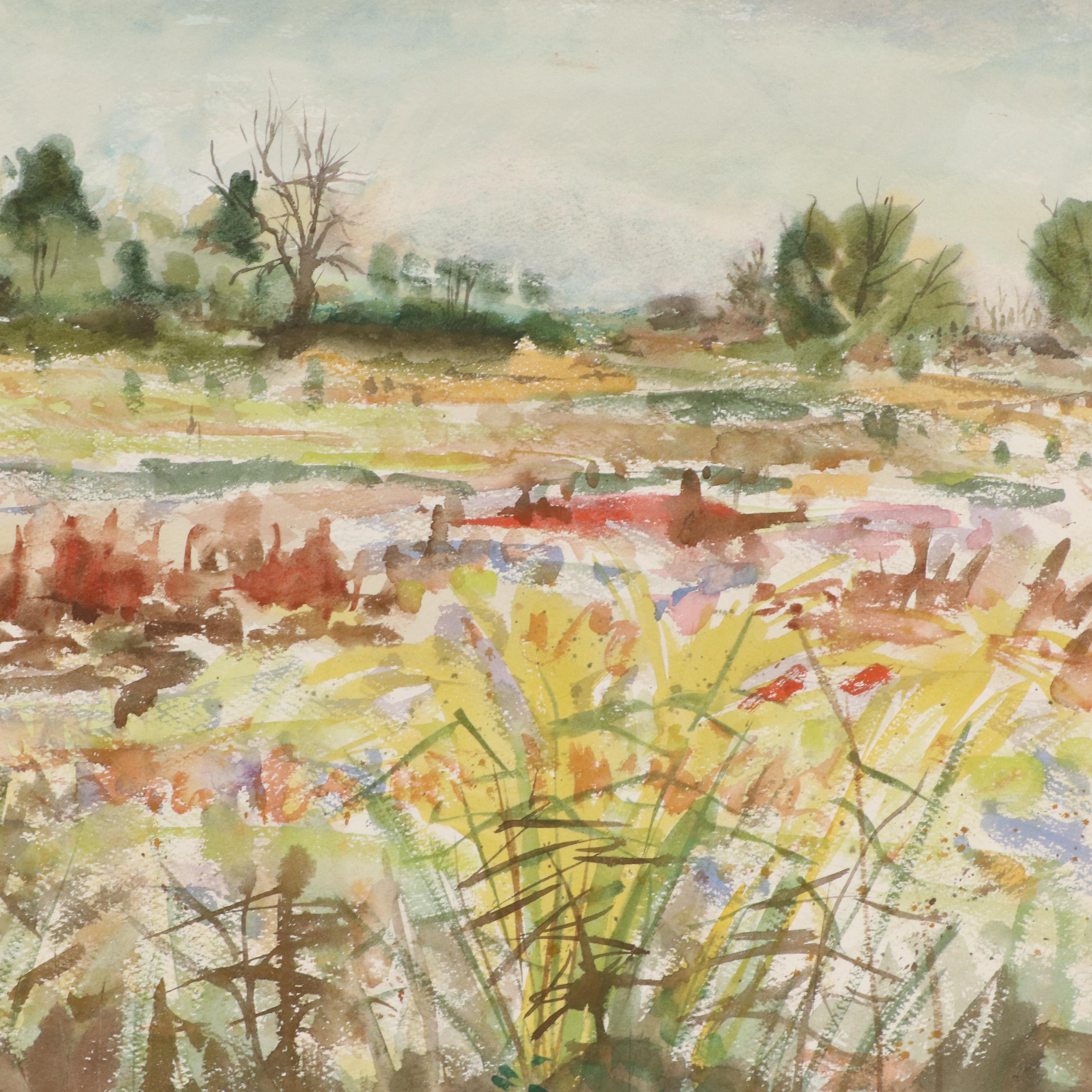 Landscape Watercolor Painting, Late 20th Century
