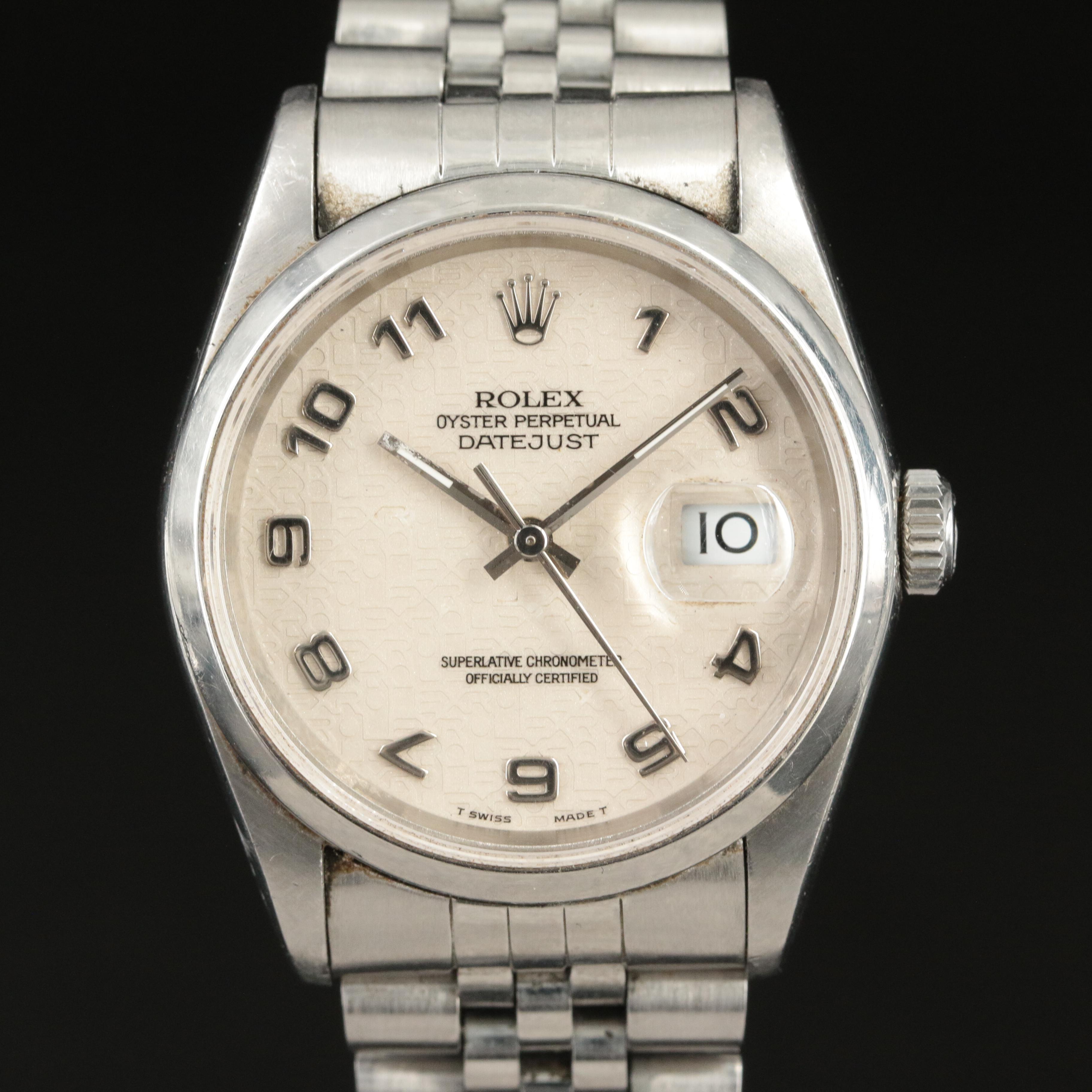 1995 Rolex Datejust Ivory Arabic Jubilee Dial Watch