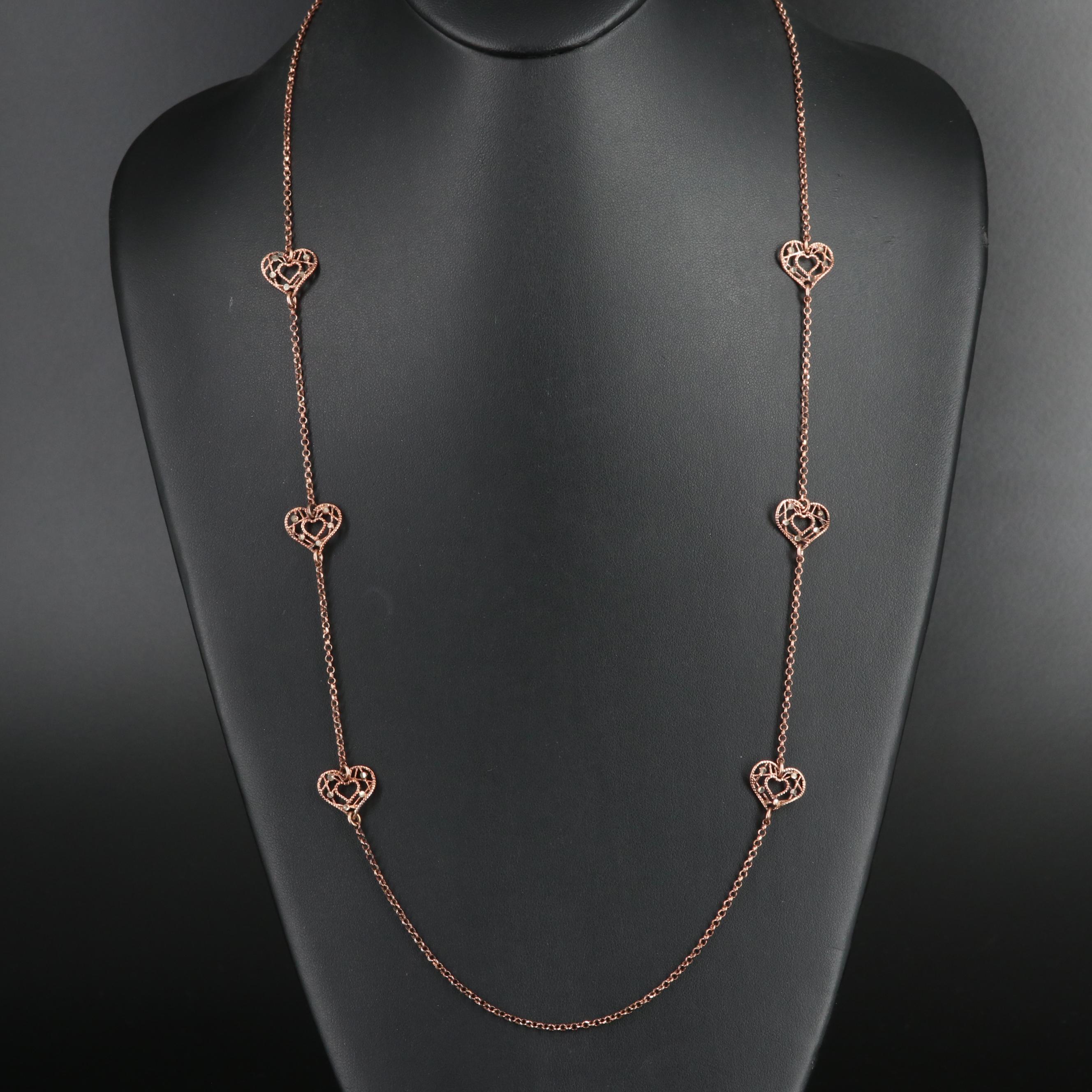 Italian Sterling Heart Station Necklace