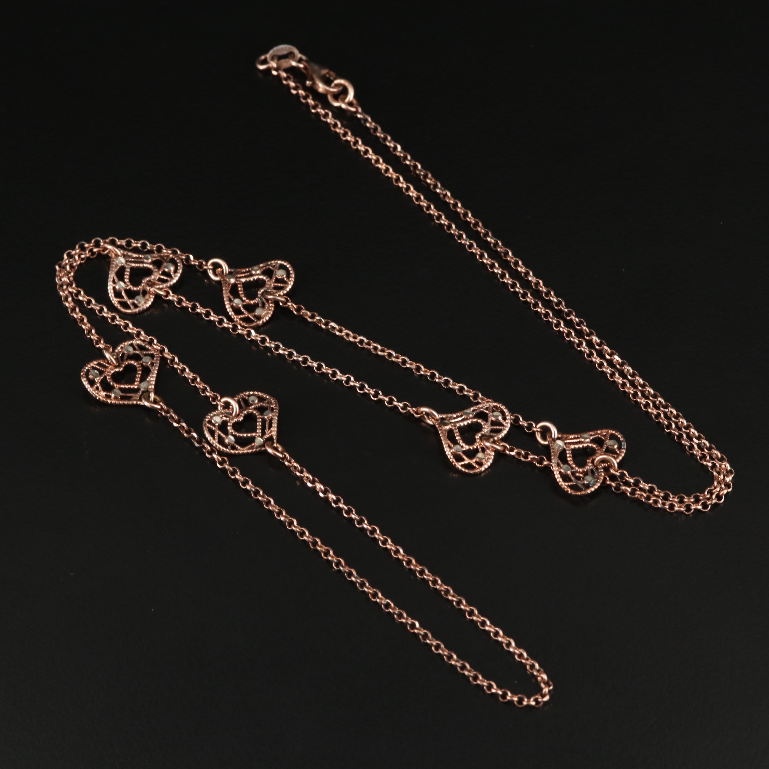 Italian Sterling Heart Station Necklace