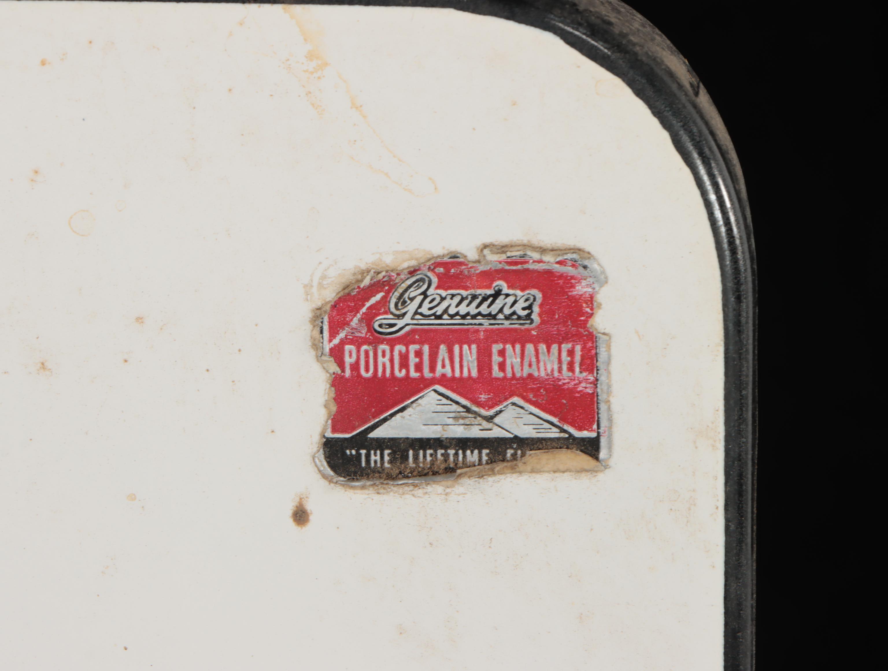 Pair of Porcelain Enamel Pendant Shades With Porcelain Enamel Sample Board