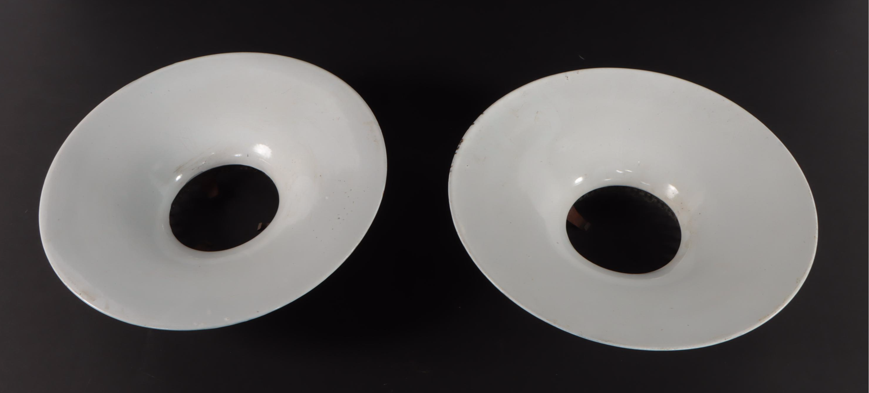 Pair of Porcelain Enamel Pendant Shades With Porcelain Enamel Sample Board