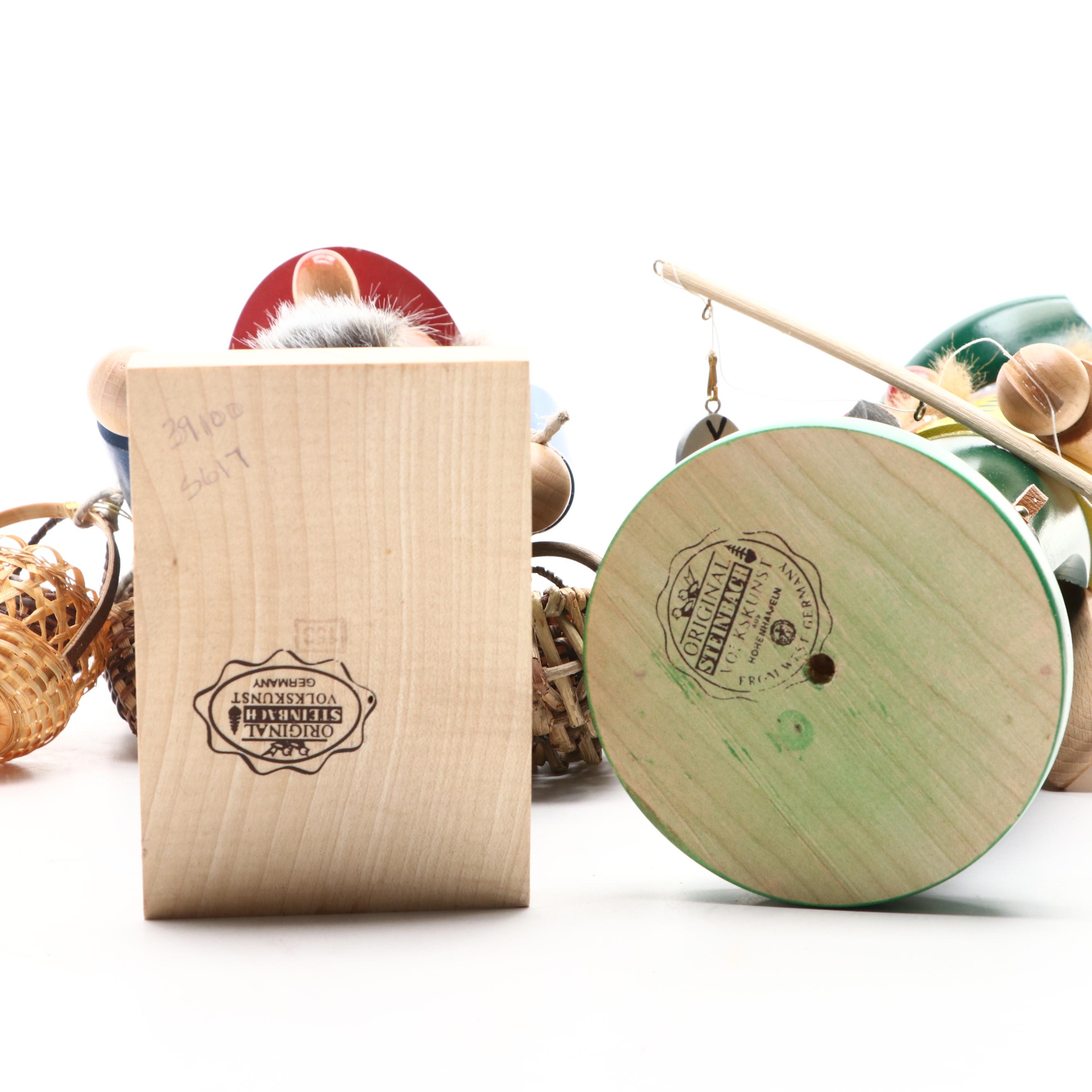 Steinbach "Basket Vendor" and "Fisherman" Wooden Nutcrackers
